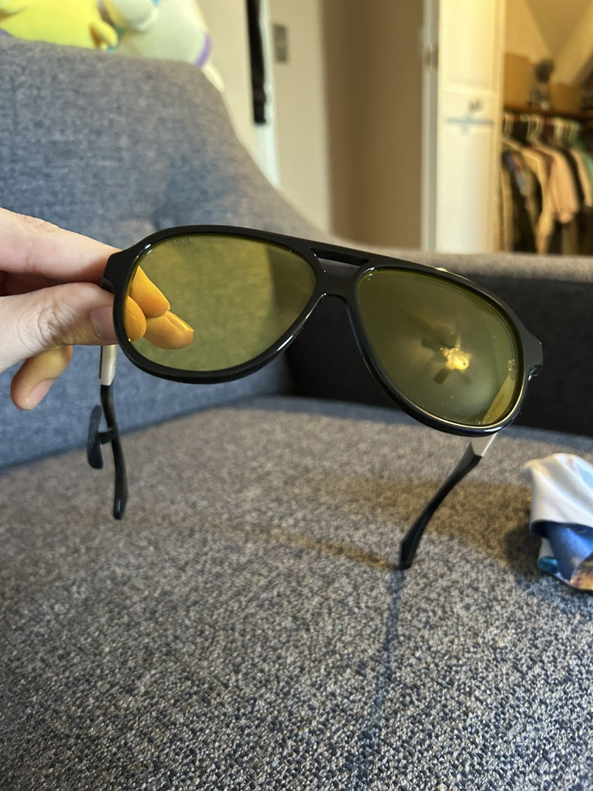 Gucci Gucci GG0463S 001 Oversized Black Acetate Pilot Sunglasses Size ONE SIZE - 6 Thumbnail