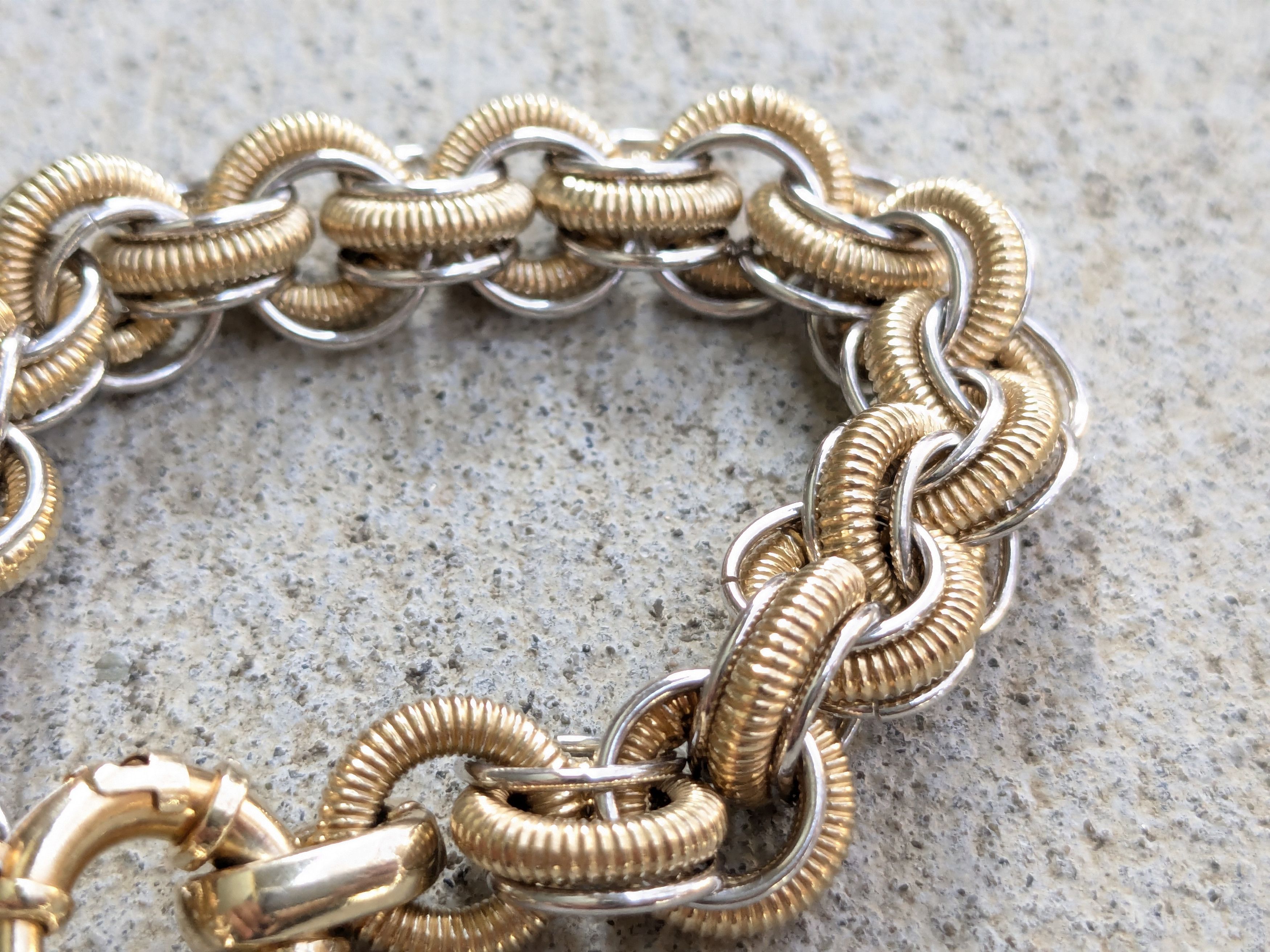 Sterling Silver Milor Sterling Silver Bracelet Round Vermeil Gold Plated 7.5 Size ONE SIZE - 11 Thumbnail