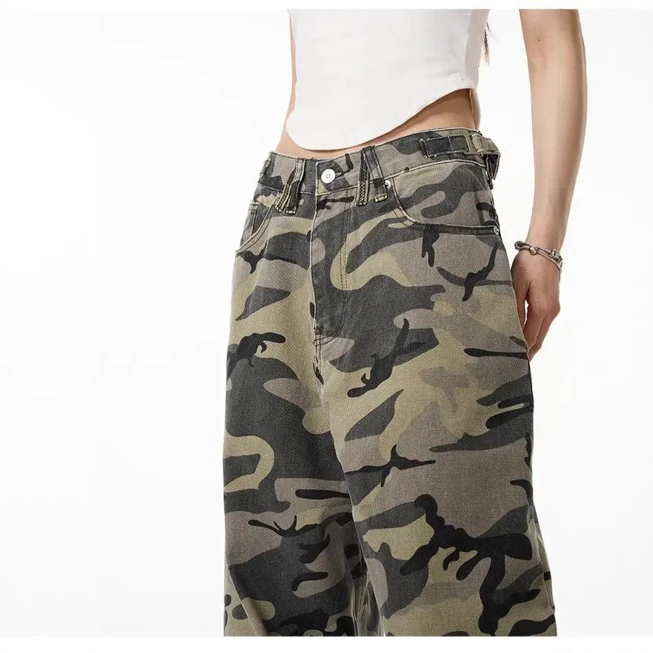 Japanese Brand Retro loose camouflage casual wide leg jeans Size US 32 / EU 48 - 4 Thumbnail