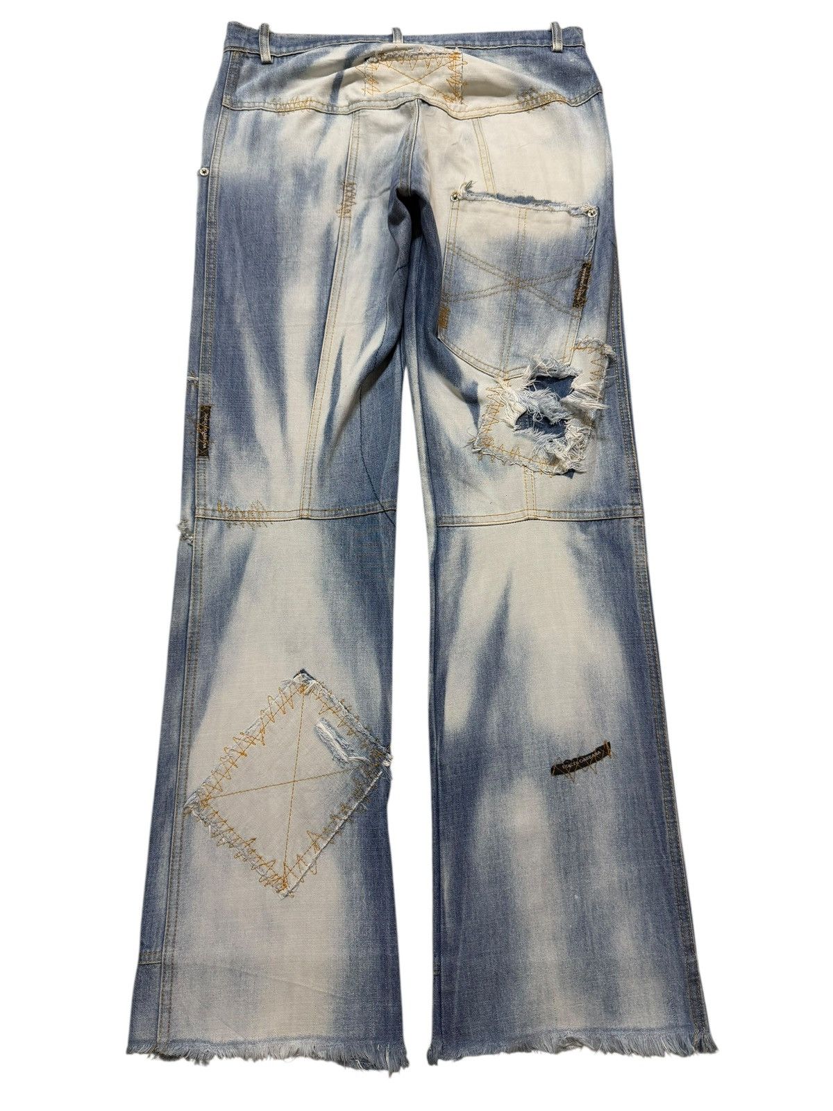 If Six Was Nine Vintage Y2K Japanese Brand Acid Wash Sashiko Patch Wide Leg Size US 32 / EU 48 - 2 Thumbnail