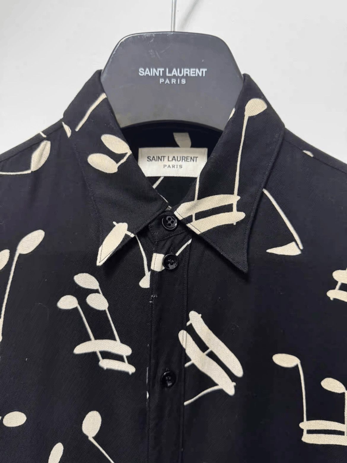 Saint Laurent Paris Sz 38 Saint Laurent Paris by Hedi 16AW Musical Letter Shirt Size US M / EU 48-50 / 2 - 3 Thumbnail