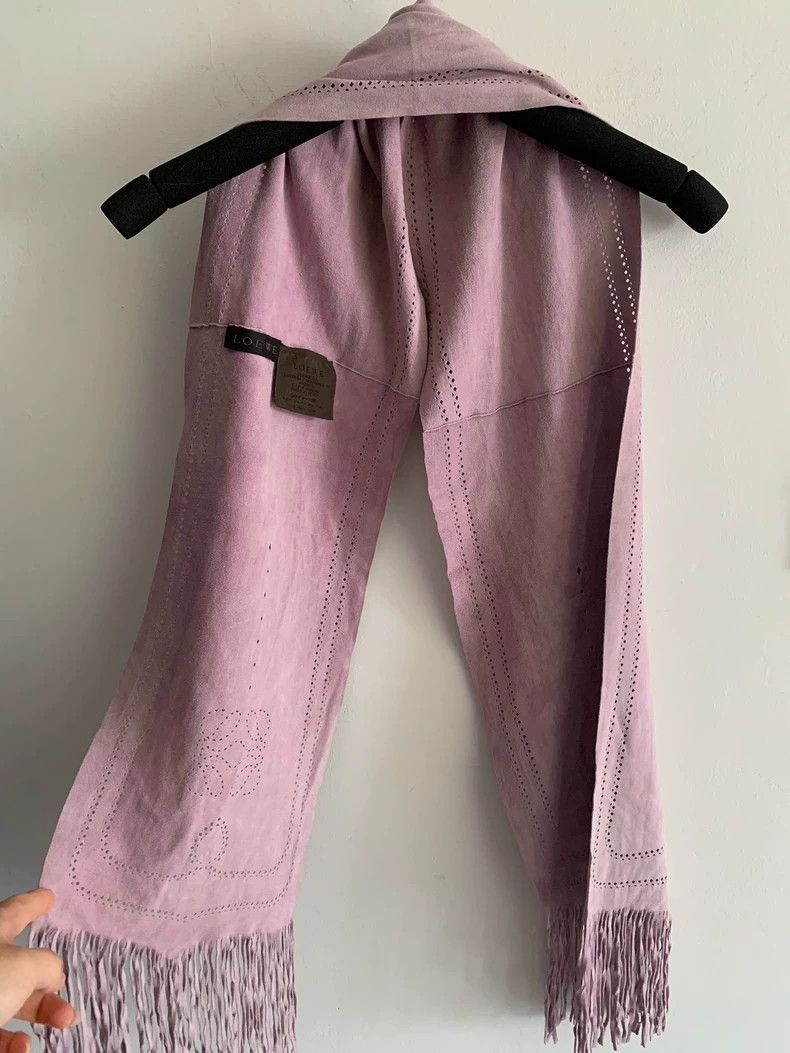 Loewe LOEWE Light purple sheepskin tasseled scarf Size ONE SIZE - 7 Thumbnail