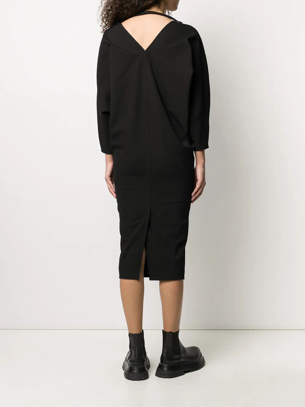 Rick Owens o1y0126 Midi Dress in Black Size S / US 4 / IT 40 - 3 Thumbnail