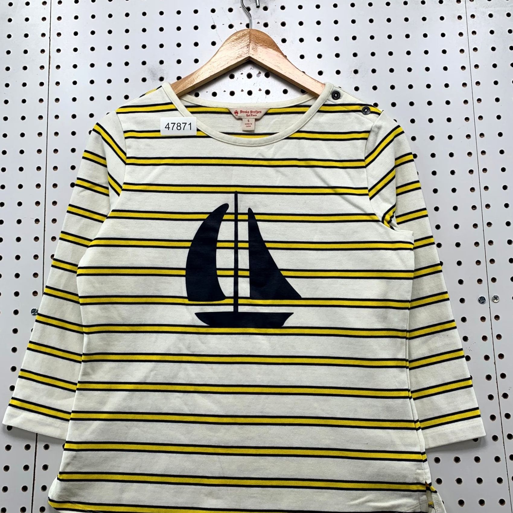 Brooks Brothers Brooks Brothers Fleece Top Womens Small White Striped 3/4 Sleeve Nautical Shirt SS Mens Women Girls Size S / US 4 / IT 40 - 4 Thumbnail
