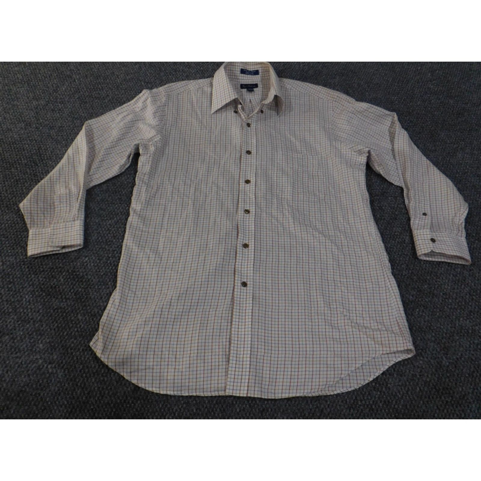 Vintage Paul Fredrick Dress Shirt Mens 15.5 White Plaid Button-Down Collar Shirt Size 42R - 2 Thumbnail