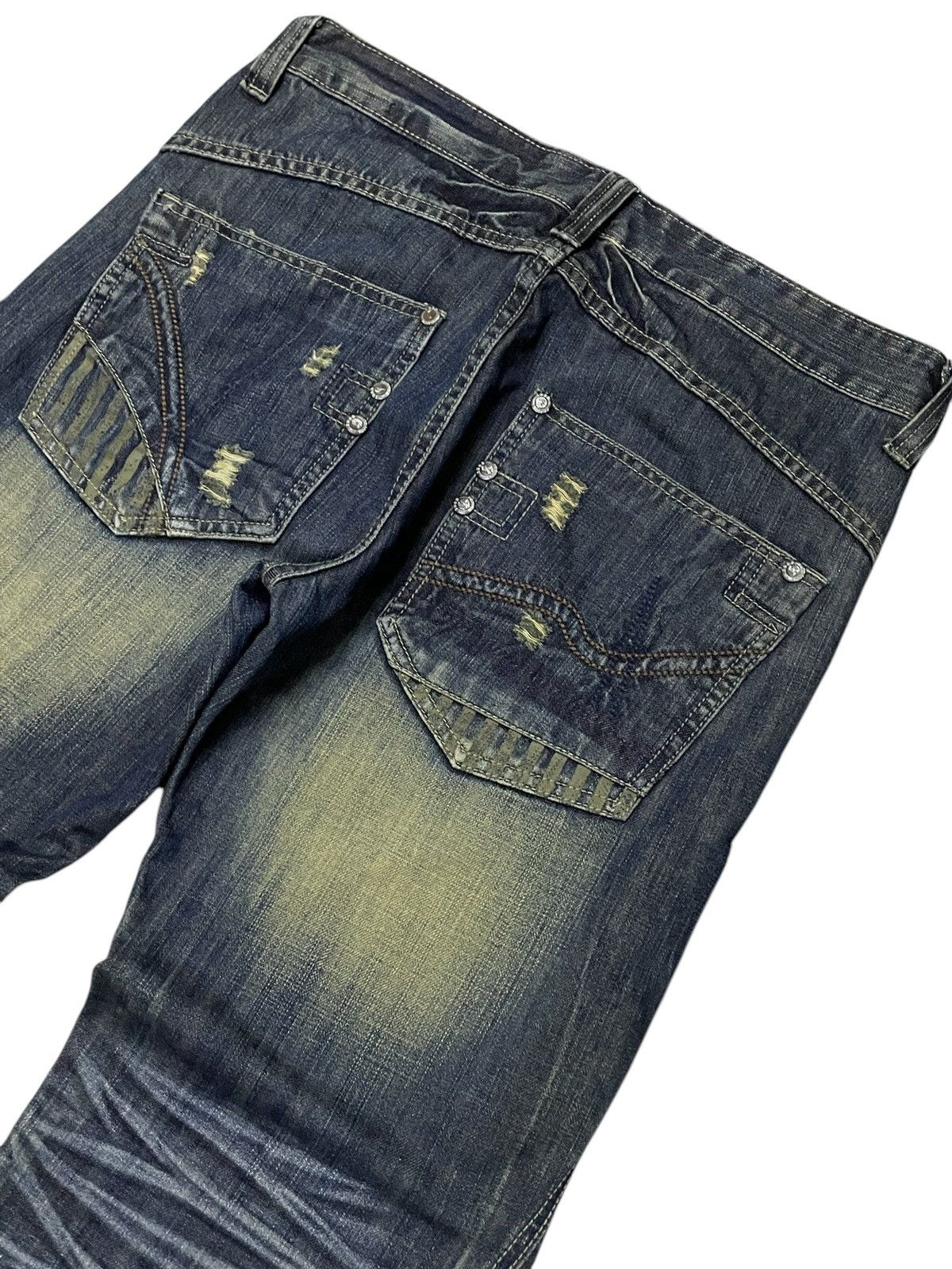 Japanese Brand Lemans Japan Asymmetrical Panel Heavy Stitch Boro Jeans Size US 32 / EU 48 - 13 Thumbnail