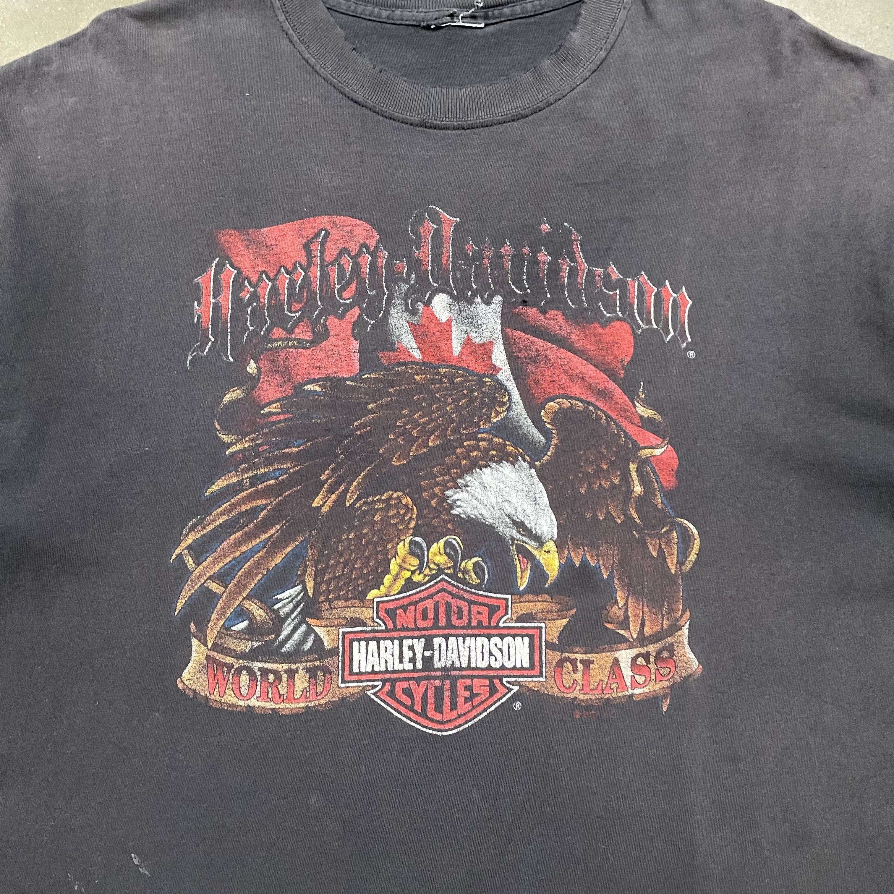 Harley Davidson × Vintage Vintage Faded Harley Davidson Canada Tshirt Biker Grunge Y2K Size US L / EU 52-54 / 3 - 3 Thumbnail