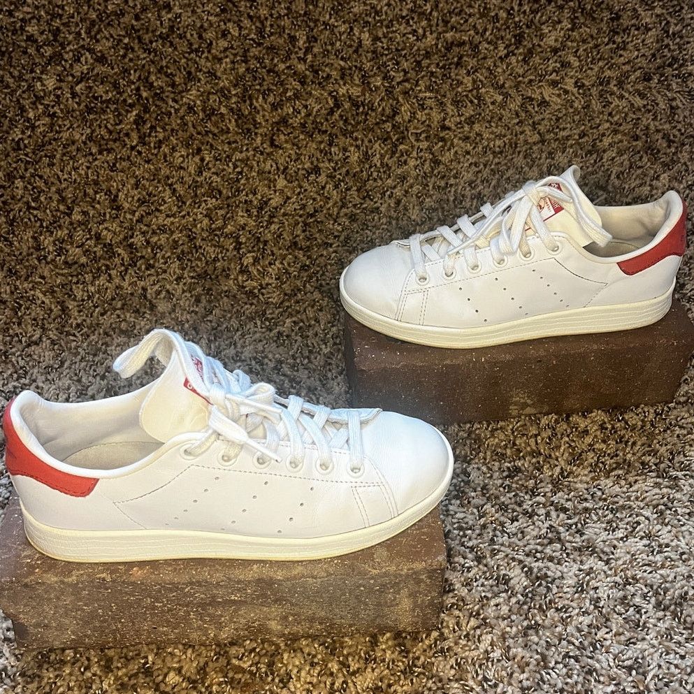 Adidas adidas Stan Smith Leather Trainer Shoes Off White/Red Mens 5 Size US 6.5 / IT 36.5 - 2 Thumbnail