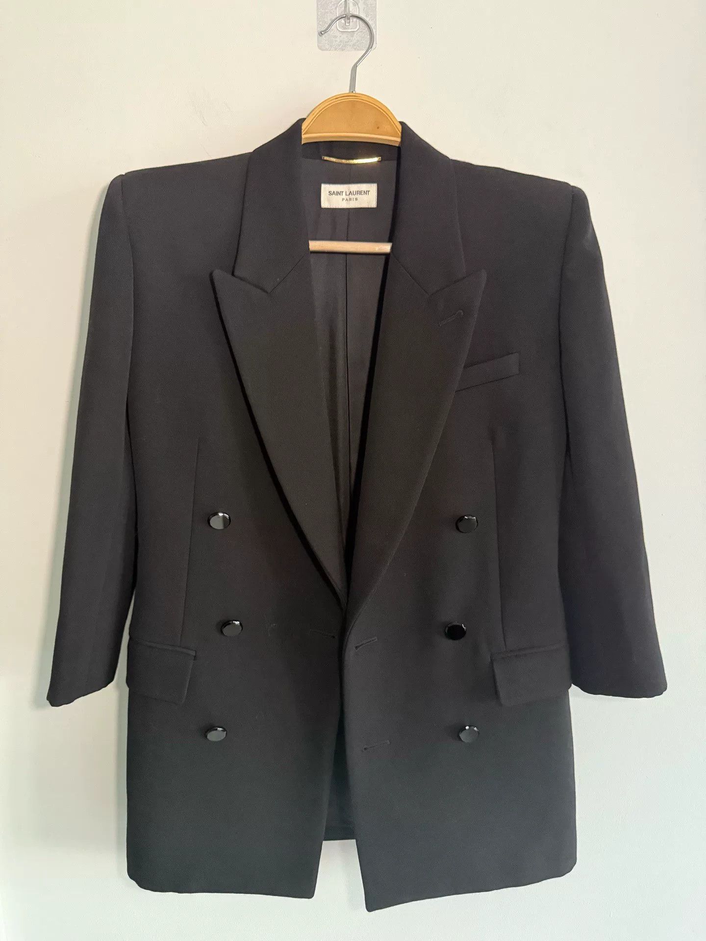 Saint Laurent Paris Saint Laurent Black Double-Breasted Blazer Size XS / US 0-2 / IT 36-38 - 1 Thumbnail