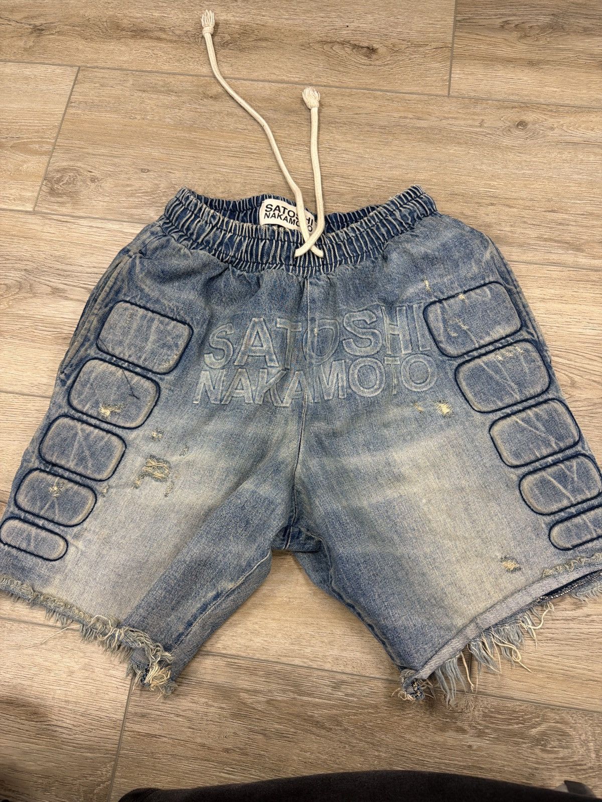 Satoshi nakamoto denim moto shorts small