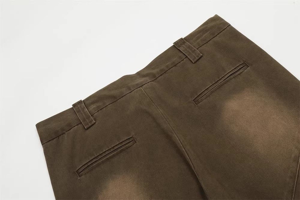 Punk men's irregular stitching multi-pocket bootcut jeans