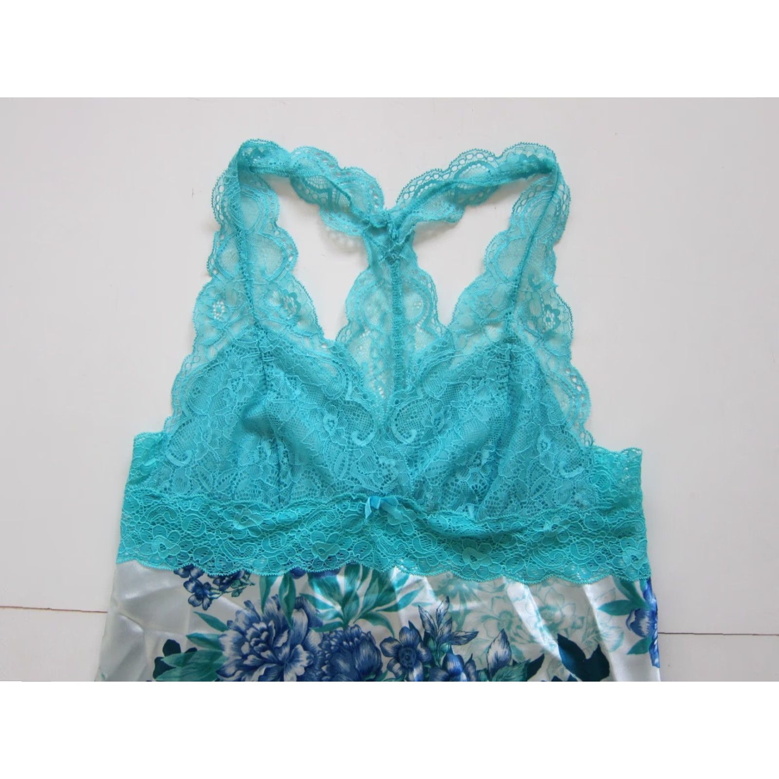 Vintage Thalia Sodi Intimates Blue Floral Lace Satin Nightgown Dress M Women XS-XL Size M Camisole Style Size M / US 6-8 / IT 42-44 - 6 Thumbnail