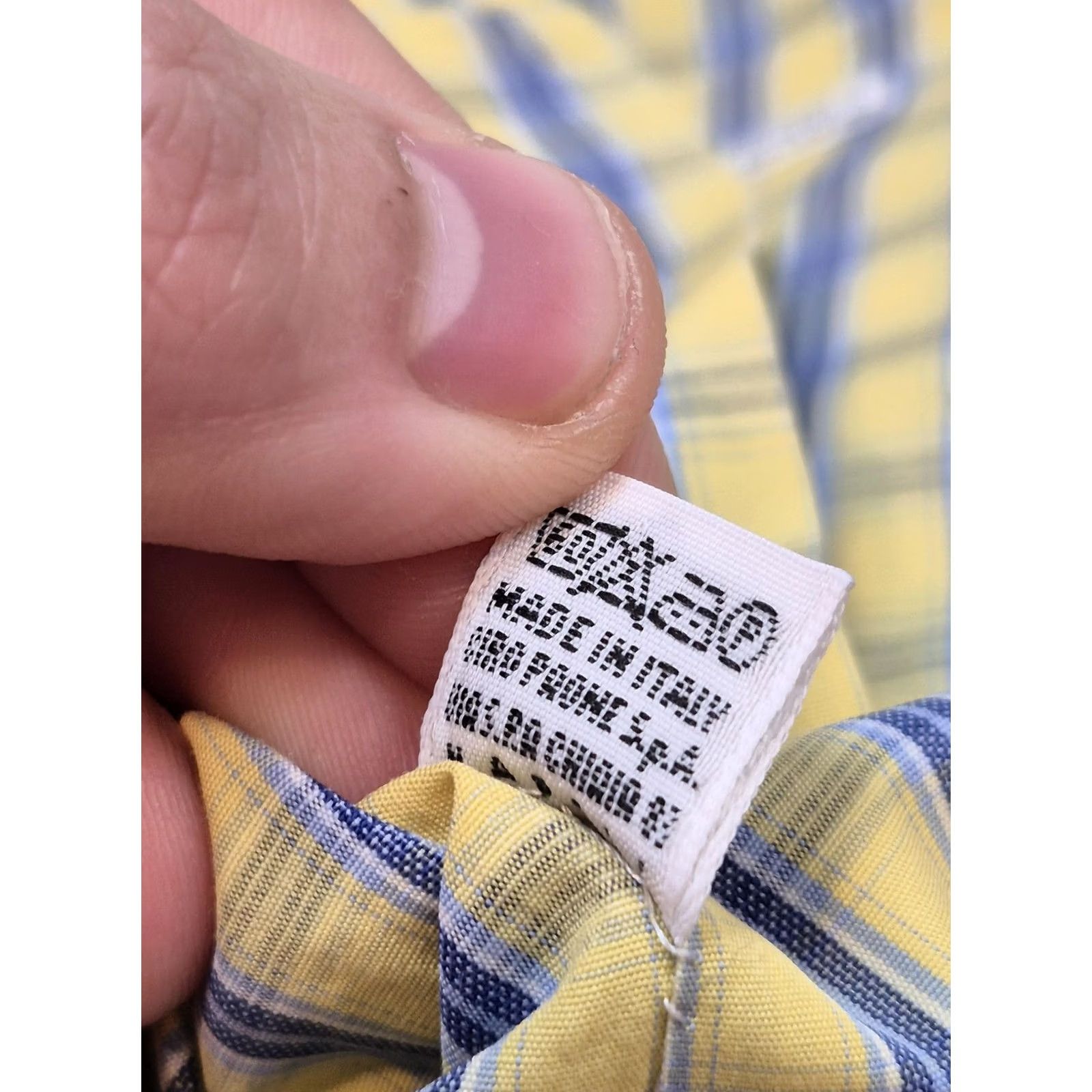 Kiton Kiton Dress Shirt Mens L Yellow Check Long Sleeve Classic 100% Cotton Made Italy Size 42R - 6 Thumbnail