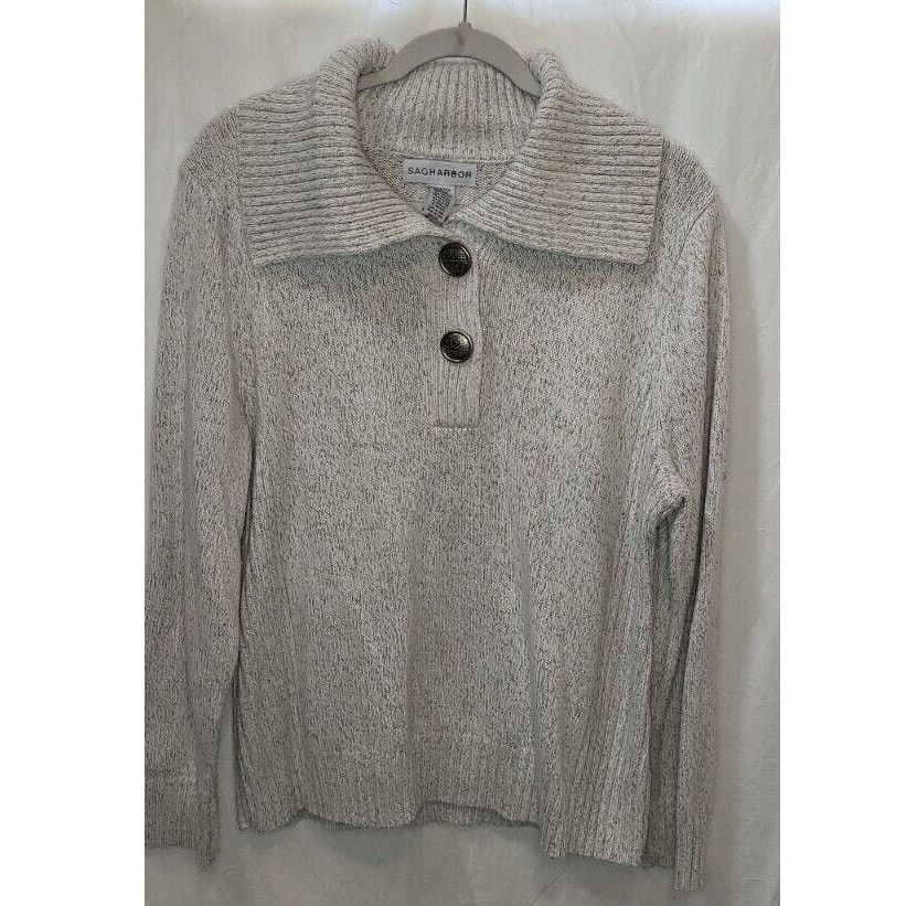 Other Sag Harbor Beige Black Knit Button Sweater Size XL Size XL / US 12-14 / IT 48-50 - 1 Thumbnail