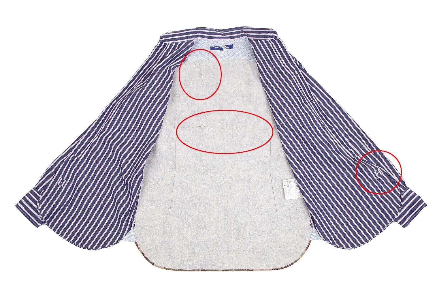 Junya Watanabe Duck Camouflage Panel Stripe Shirt in Navy Khaki M Size US M / EU 48-50 / 2 - 11 Thumbnail
