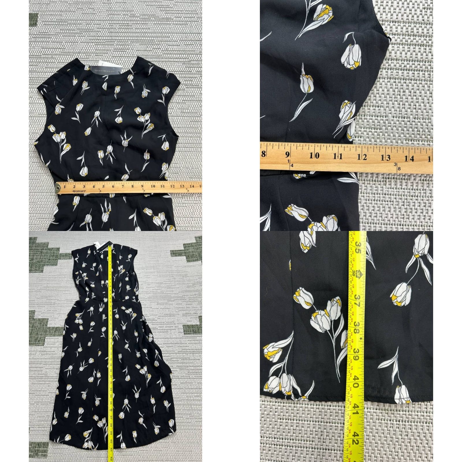 Banana Republic Banana Republic Dress Womens 2 Black Floral Wrap Blouson V-Neck Sleeveless Knee Length Party/Cocktail Casual Size XS / US 0-2 / IT 36-38 - 8 Thumbnail
