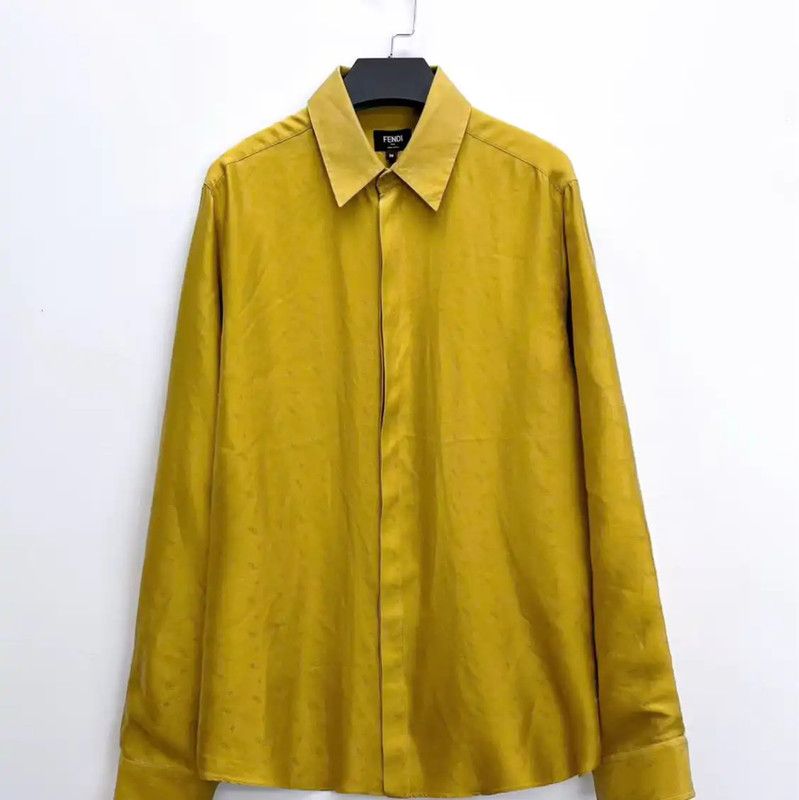 Fendi Fendi Yellow Silk Long Sleeve Shirt 0089 Size M / US 6-8 / IT 42-44 - 1 Thumbnail
