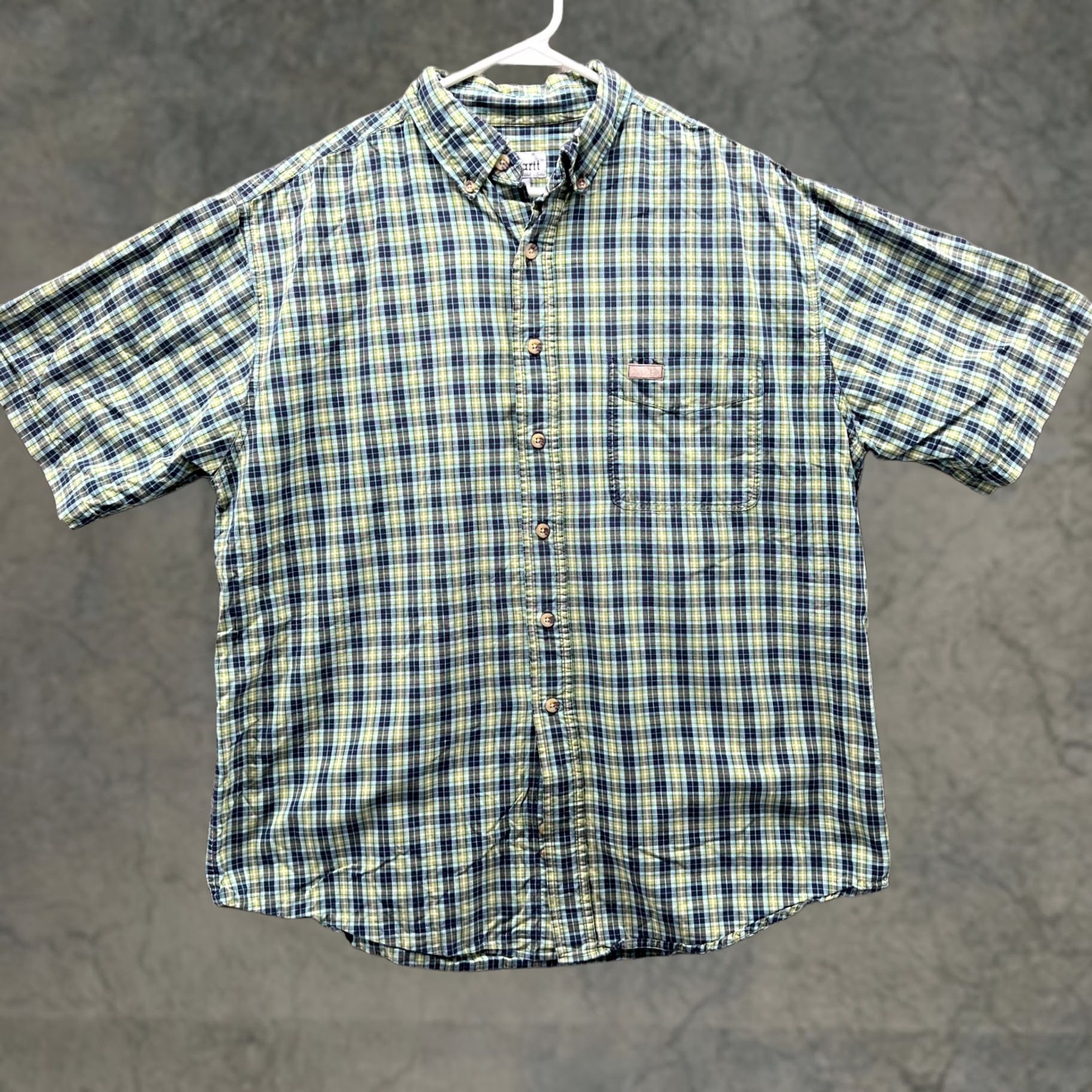Carhartt VINTAGE Carhartt Shirt Mens Large Green Button Down Plaid Short Sleeve Hiking Size US L / EU 52-54 / 3 - 1 Thumbnail