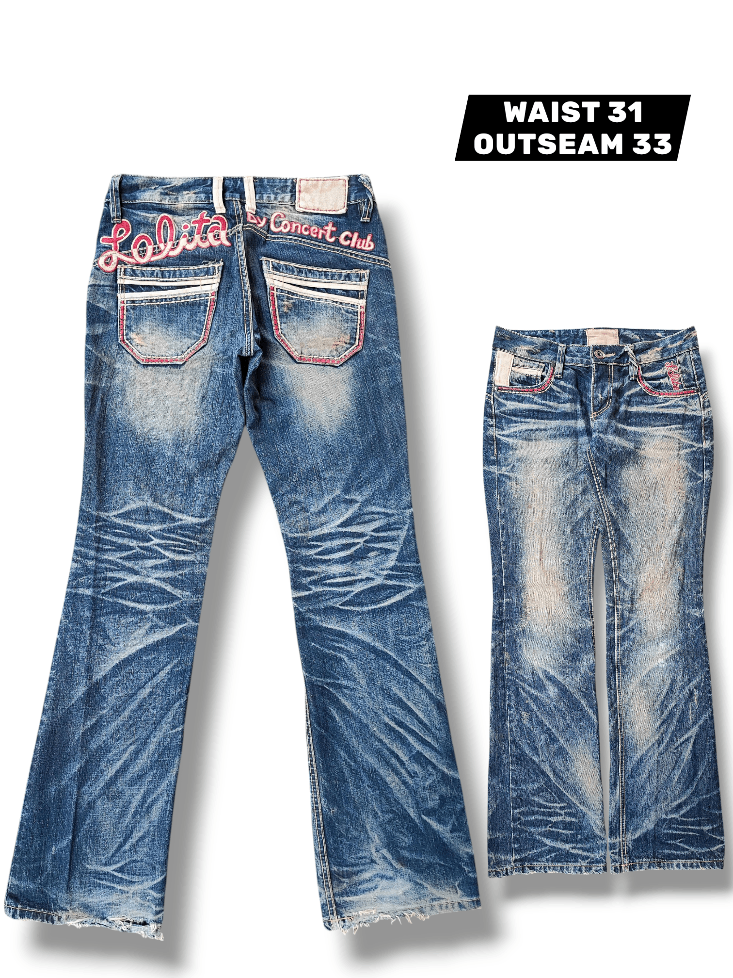 Japanese Brand Rare Yoshitomo Nara Lolita by Concert Club Distressed Jeans Size US 32 / EU 48 - 1 Thumbnail