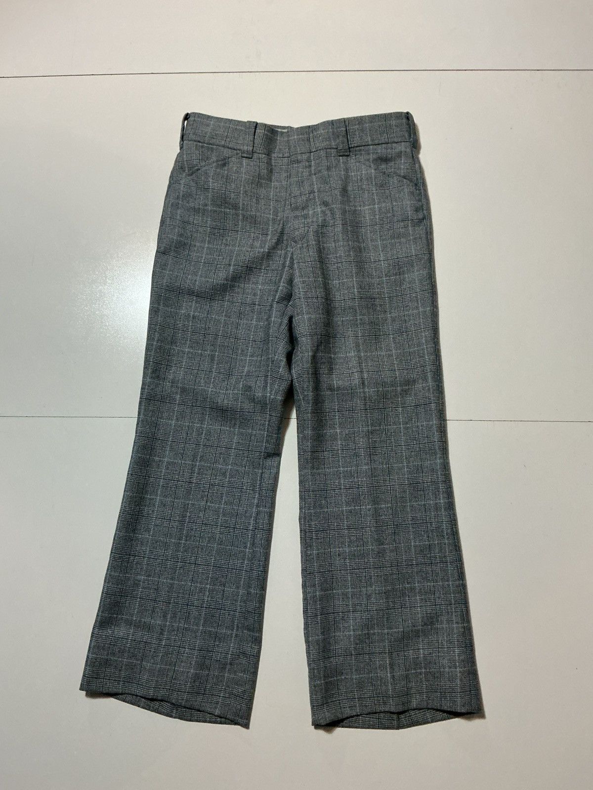 Vintage Vintage 1970s Plaid Wool Knit Flare Wide Leg Dress Pants Size US 32 / EU 48 - 1 Thumbnail