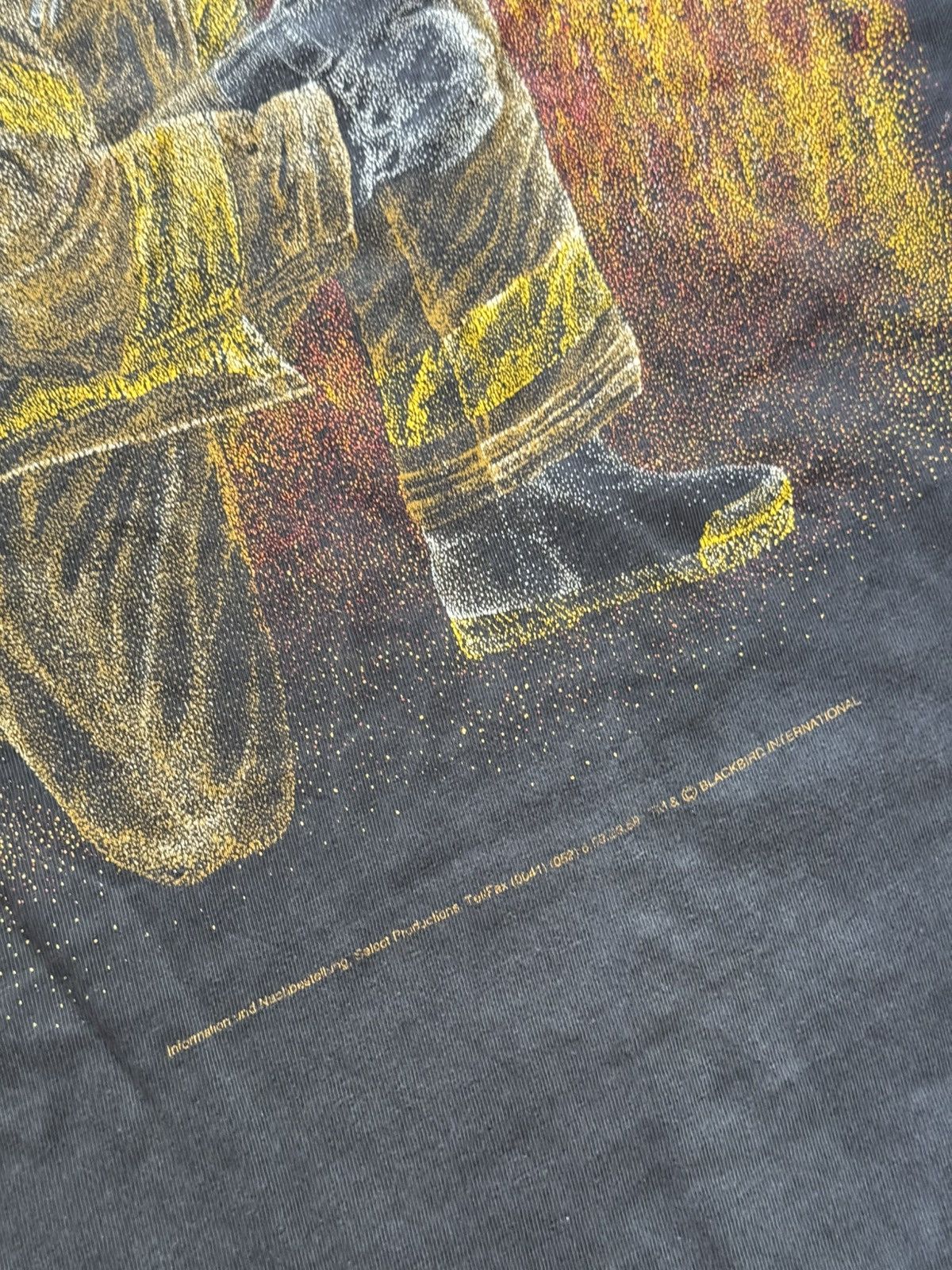 Hanes Vintage 90’s Hanes Blackbird Fire Fighter Sunfaded USA Shirt Size US L / EU 52-54 / 3 - 3 Thumbnail