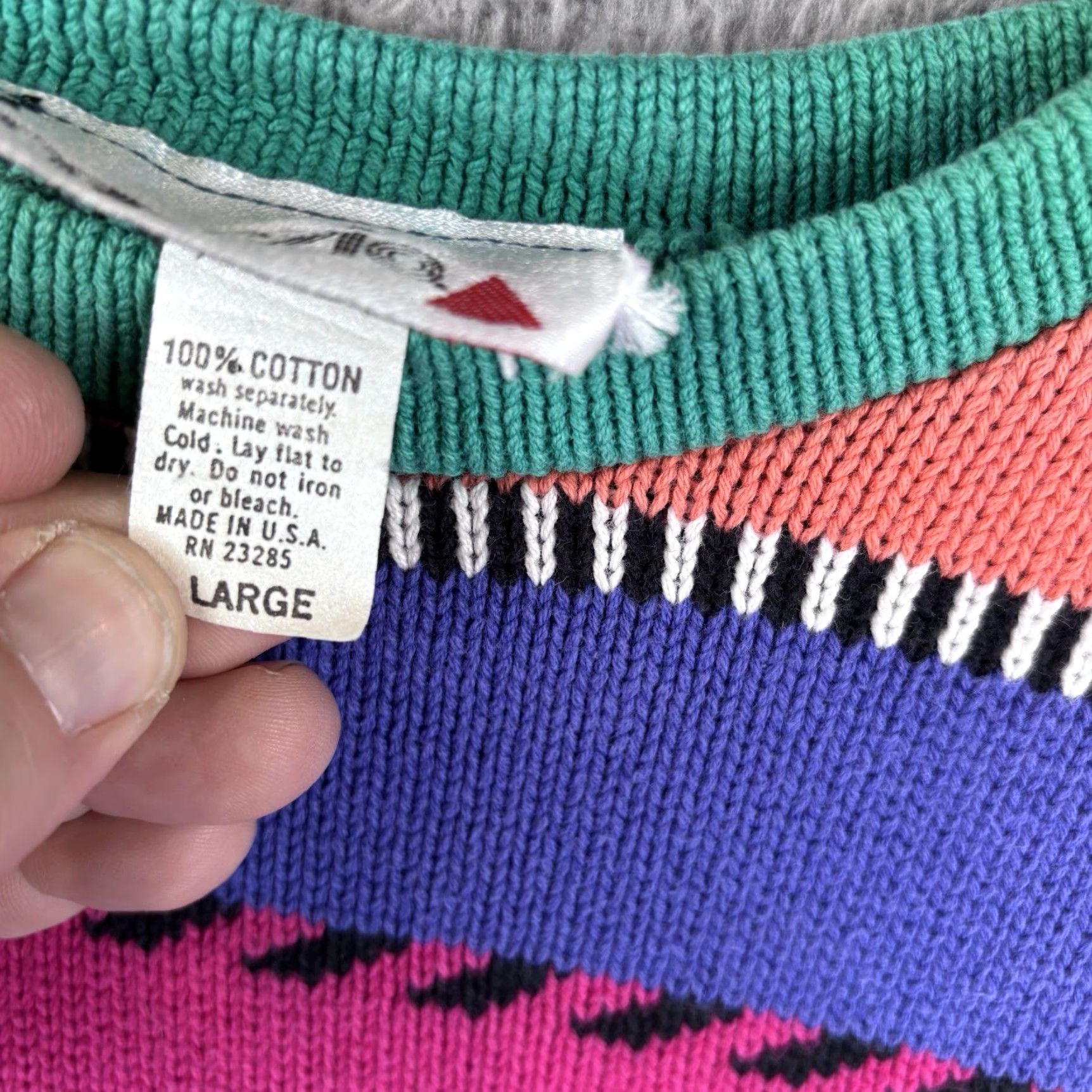 Vintage VINTAGE Capezio Sweater Womens Large Stripe Cotton Knit 90s Made USA Size L / US 10 / IT 46 - 5 Thumbnail