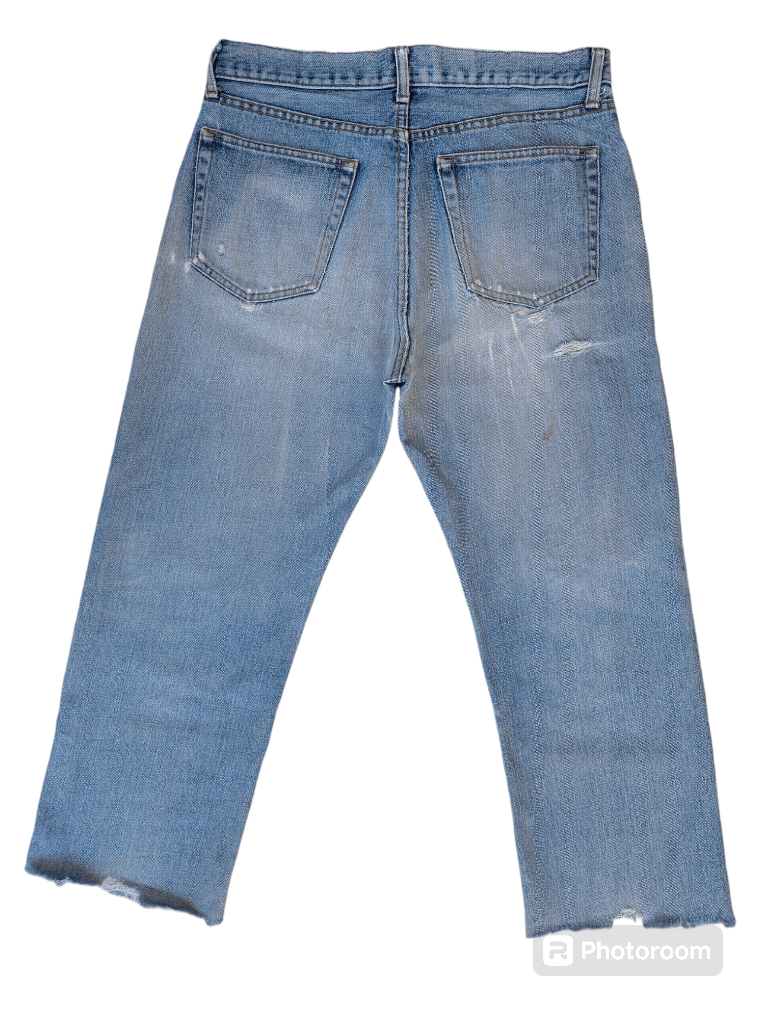 UNIQLO Distressed, Cropped Wide Leg Streetwear Denim