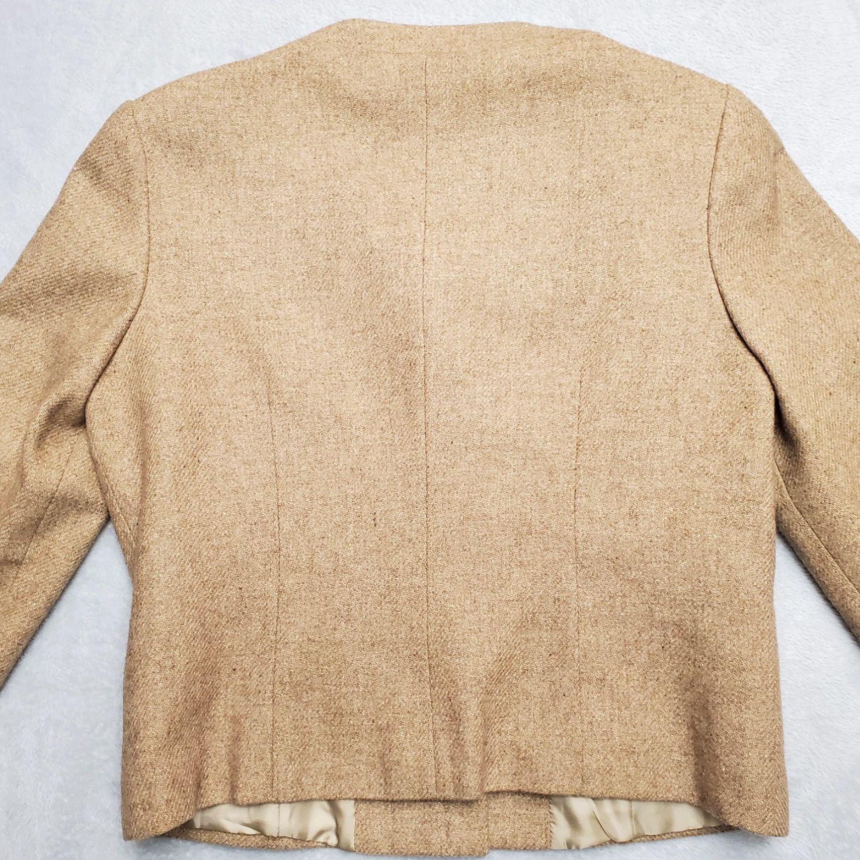 Vintage VINTAGE Grand Tier Blazer Jacket Womens 12 Light Brown Wool Blend Three Button Pockets Casual Modern 90s? Size XL / US 12-14 / IT 48-50 - 7 Thumbnail