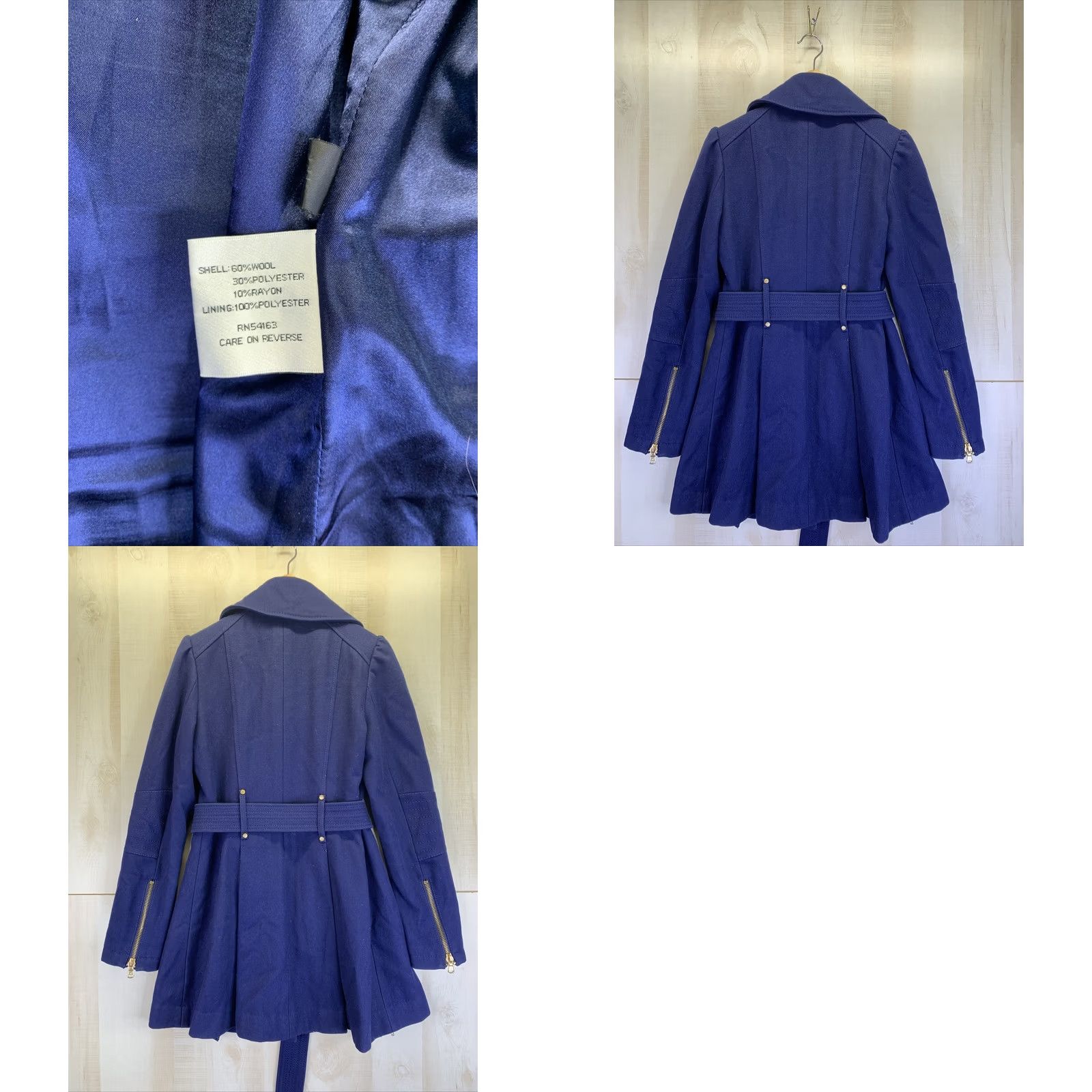 Kenneth Cole KENNETH COLE Blue Wool Blend Pleated Pea Coat Womens Size 6-9473 Coat, Wool Blend, Pleated, Blue, Regular, Women, Winter, Fall, 6 Size M / US 6-8 / IT 42-44 - 8 Thumbnail