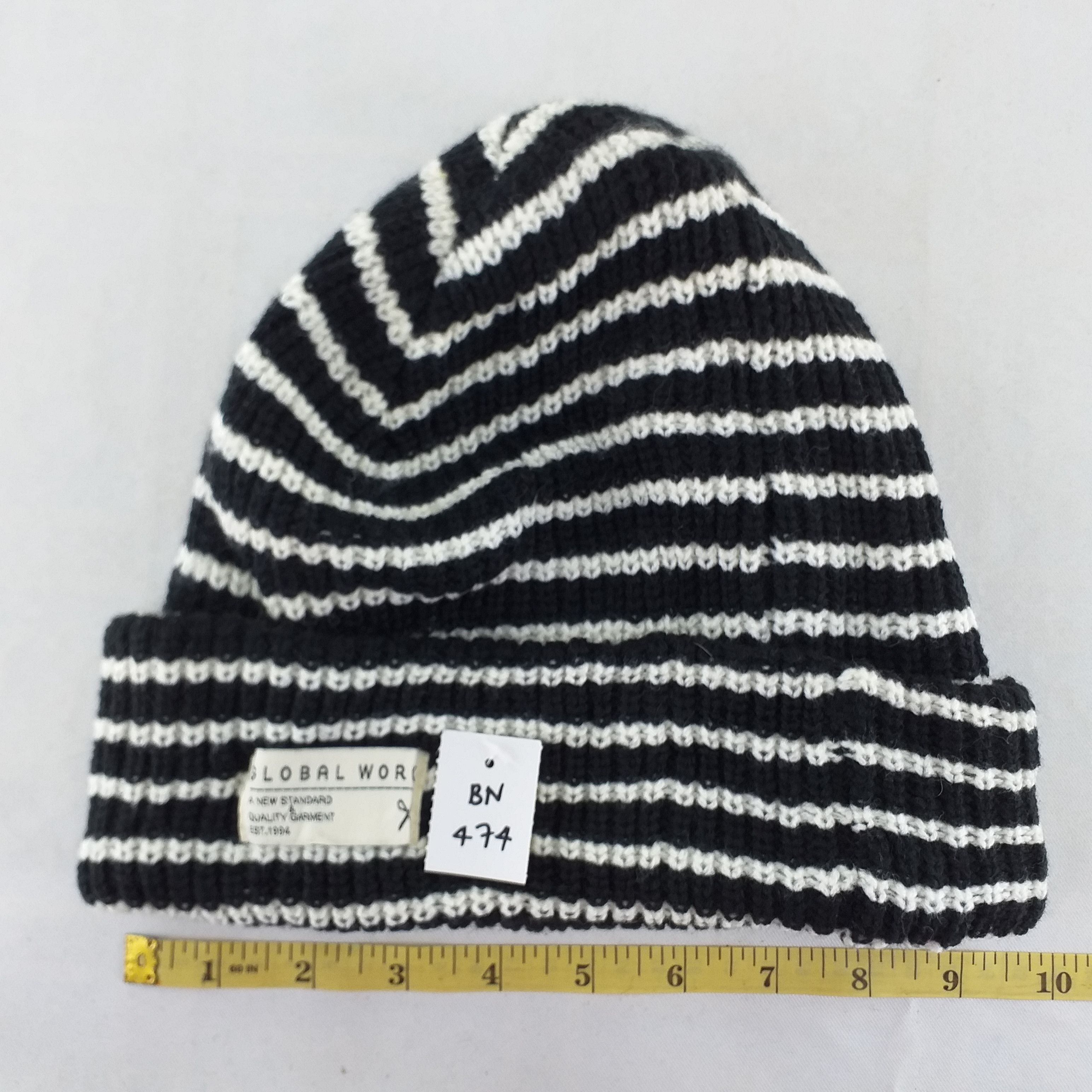 Global Work Vintage Global Work Stripes Snow Cap Hat Beanie -BN474 Size ONE SIZE - 6 Thumbnail