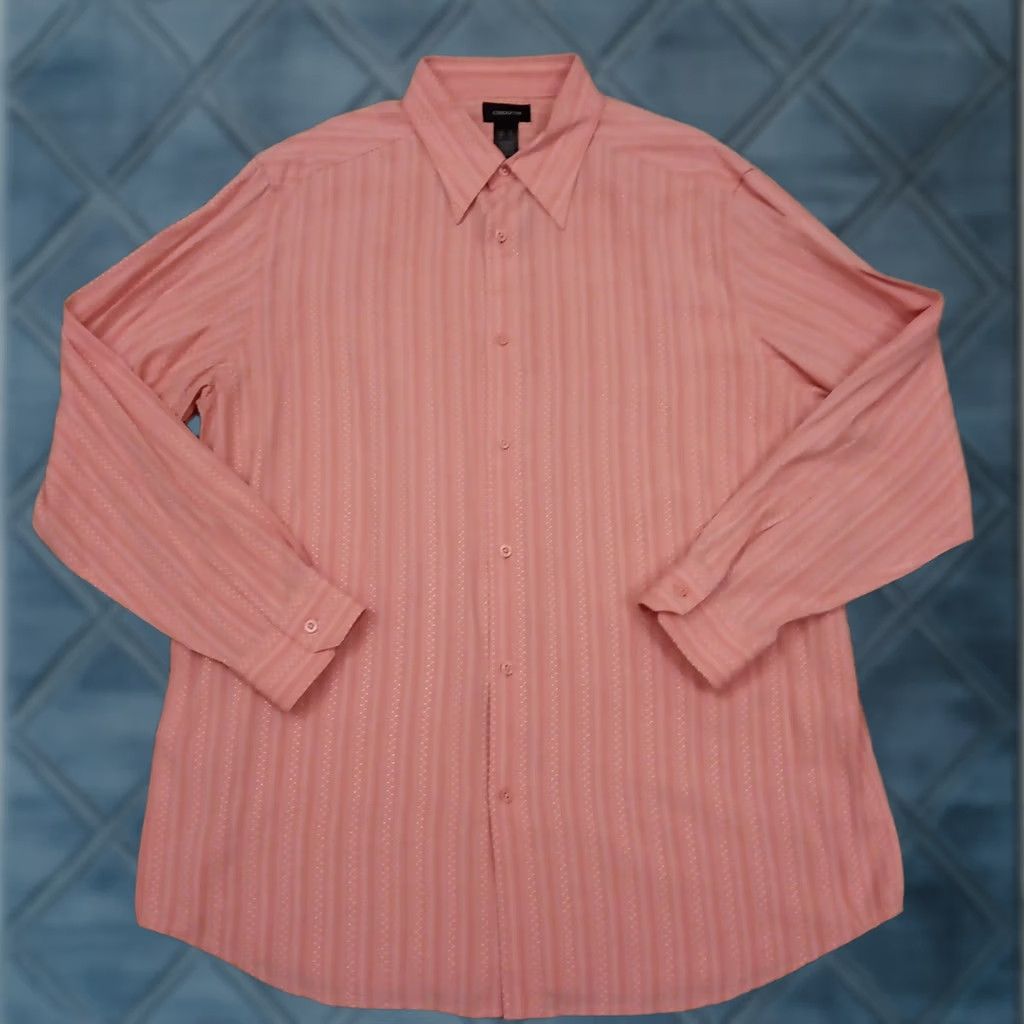 Liz Claiborne Claiborne Shirt Mens XL Pink Geometric Long Sleeve Button Up Polyester Blend Size US XL / EU 56 / 4 - 1 Thumbnail