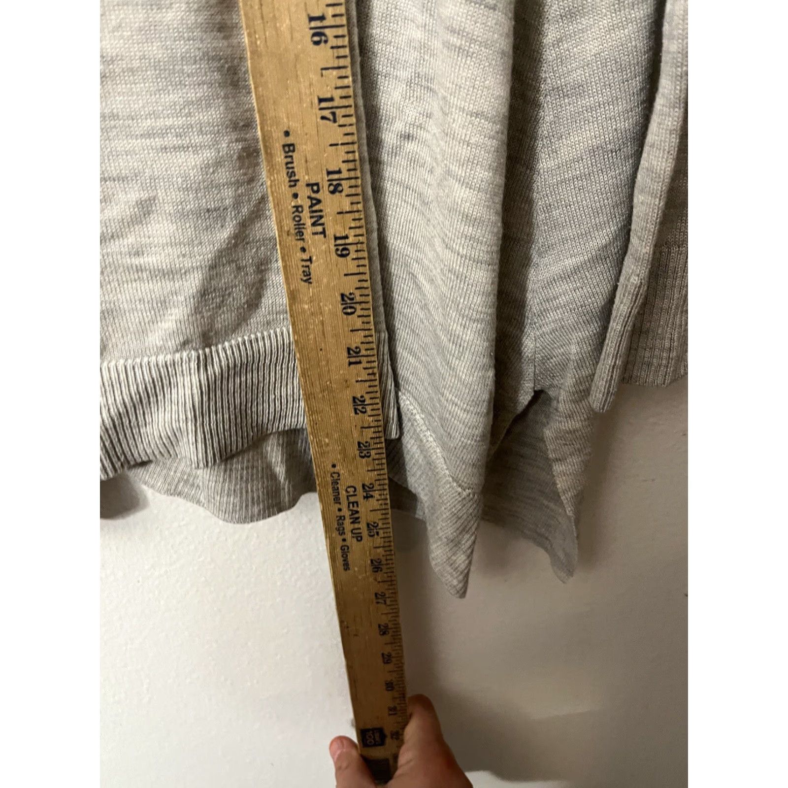 Ann Taylor VINTAGE Ann Taylor LOFT Cardigan Sweater Gray Open Front Long Sleeve PXS Petite Womens Wool/Cotton Blend, Open Front, Gray Size XS / US 0-2 / IT 36-38 - 5 Thumbnail