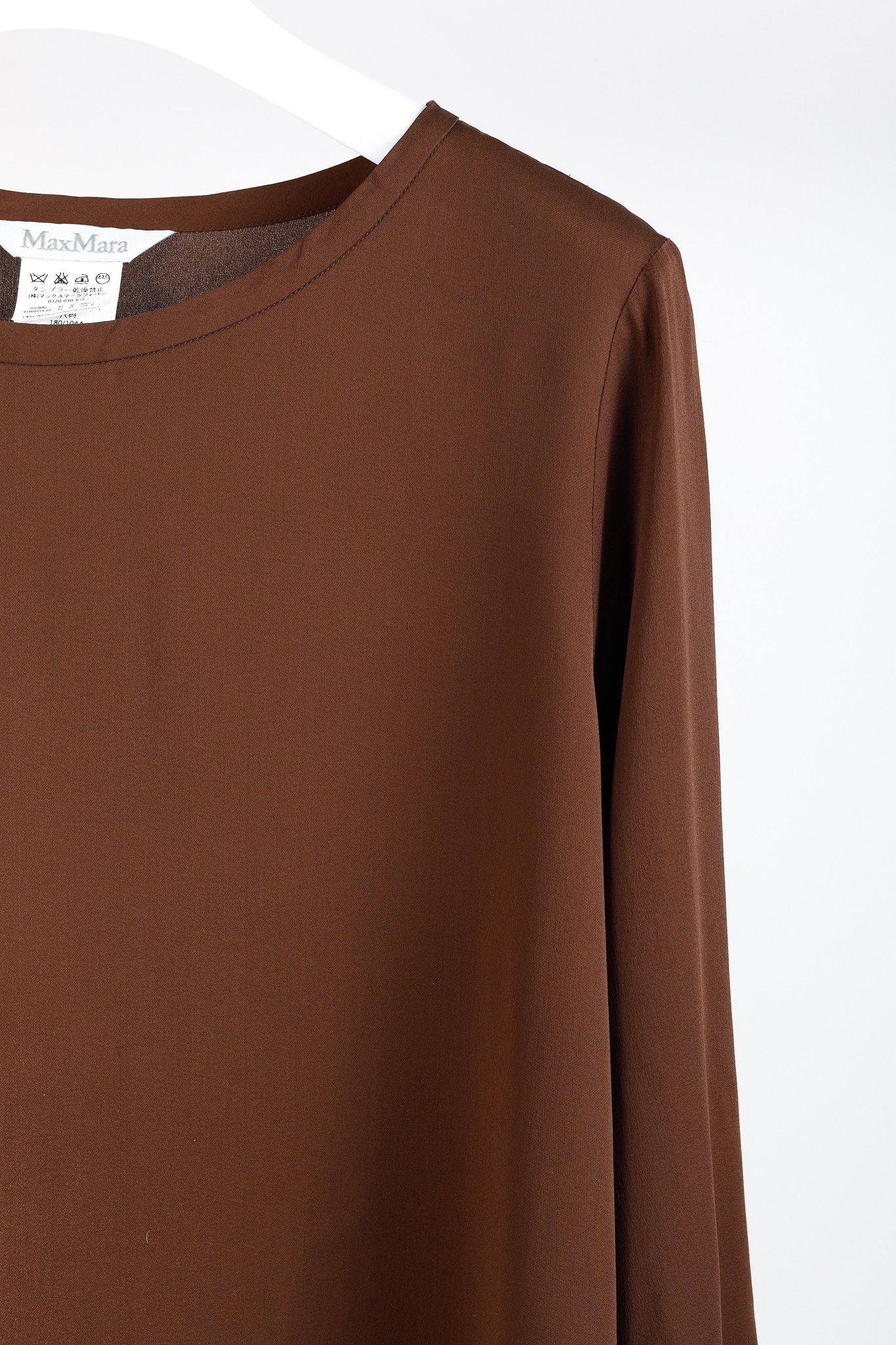 Max Mara Max Mara Brown Silk Long-Sleeve Blouse Size L / US 10 / IT 46 - 5 Thumbnail