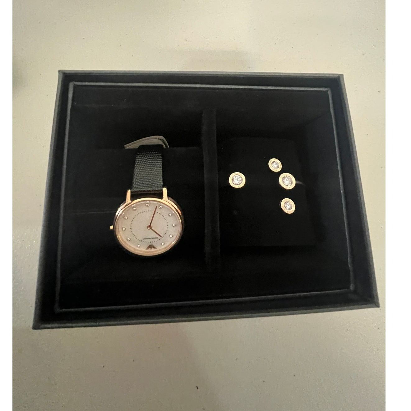 Emporio Armani Emporio Armani AR80011 Two-Hand Black Leather Watch Size ONE SIZE - 1 Thumbnail