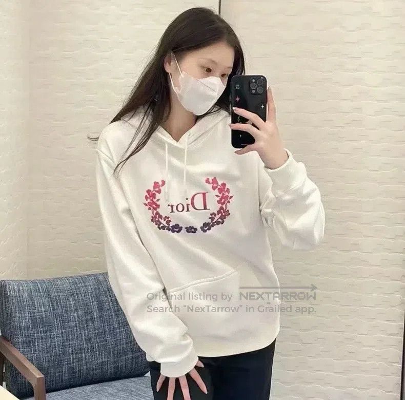 Dior Dior White logo embroidered hooded sweatshirt Size US L / EU 52-54 / 3 - 7 Thumbnail