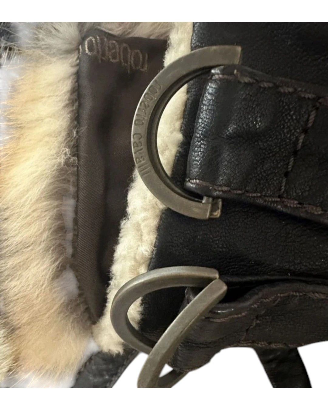 Roberto Cavalli FOX FUR COLLAR SHEARLING LEATHER BOMBER JACKET Size US M / EU 48-50 / 2 - 9 Thumbnail
