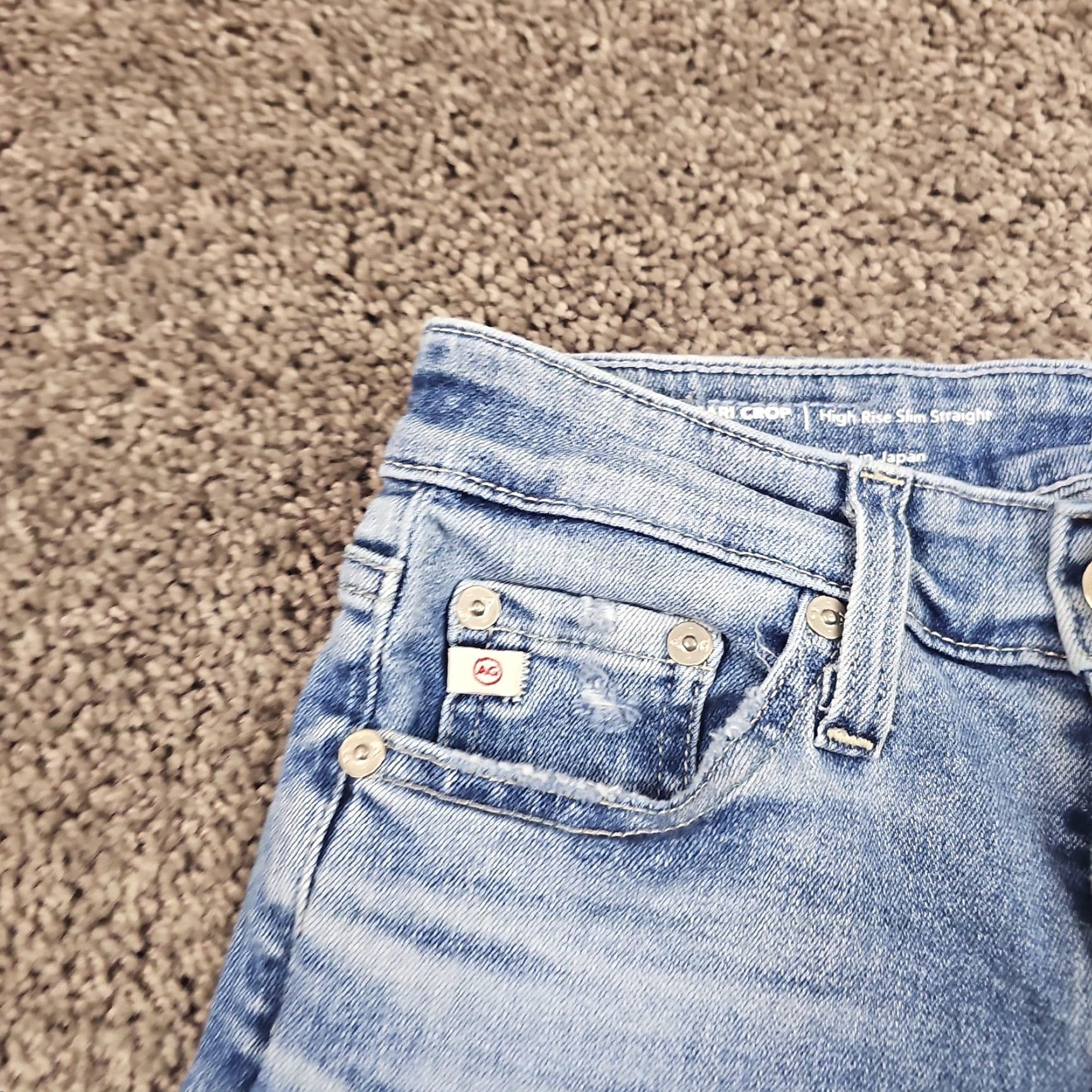 Vintage AG Adriano Goldschmied Jeans Womens 23 Crop High Straight Light Mari 23x26 Blue Cotton Spandex Denim Mexico Jeans " Size 40" / US 18 - 3 Thumbnail