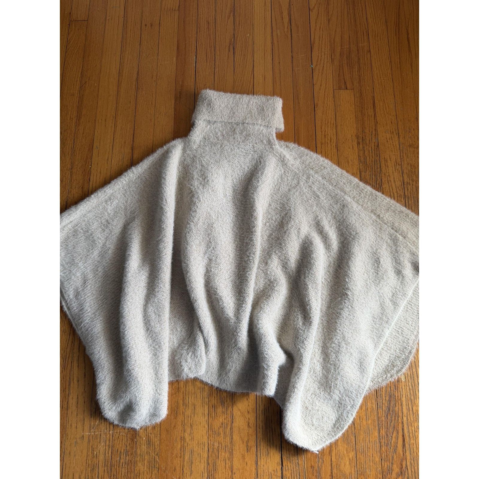 Anthropologie Sleeping On Snow Cape Sweater One Size White Gold turtleneck Size ONE SIZE - 7 Thumbnail
