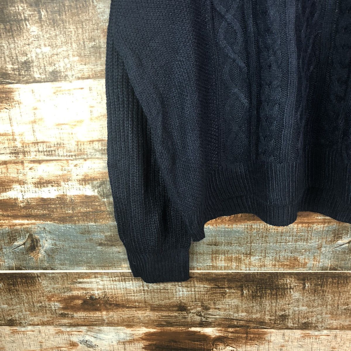 GU × Homespun Knitwear × Japanese Brand GU japan Dark Blue cable Knitwear #A1903 Size L / US 10 / IT 46 - 7 Thumbnail