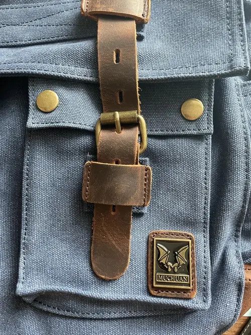 VIBE Unisex Canvas Leather Messenger Bag Size ONE SIZE - 4 Thumbnail