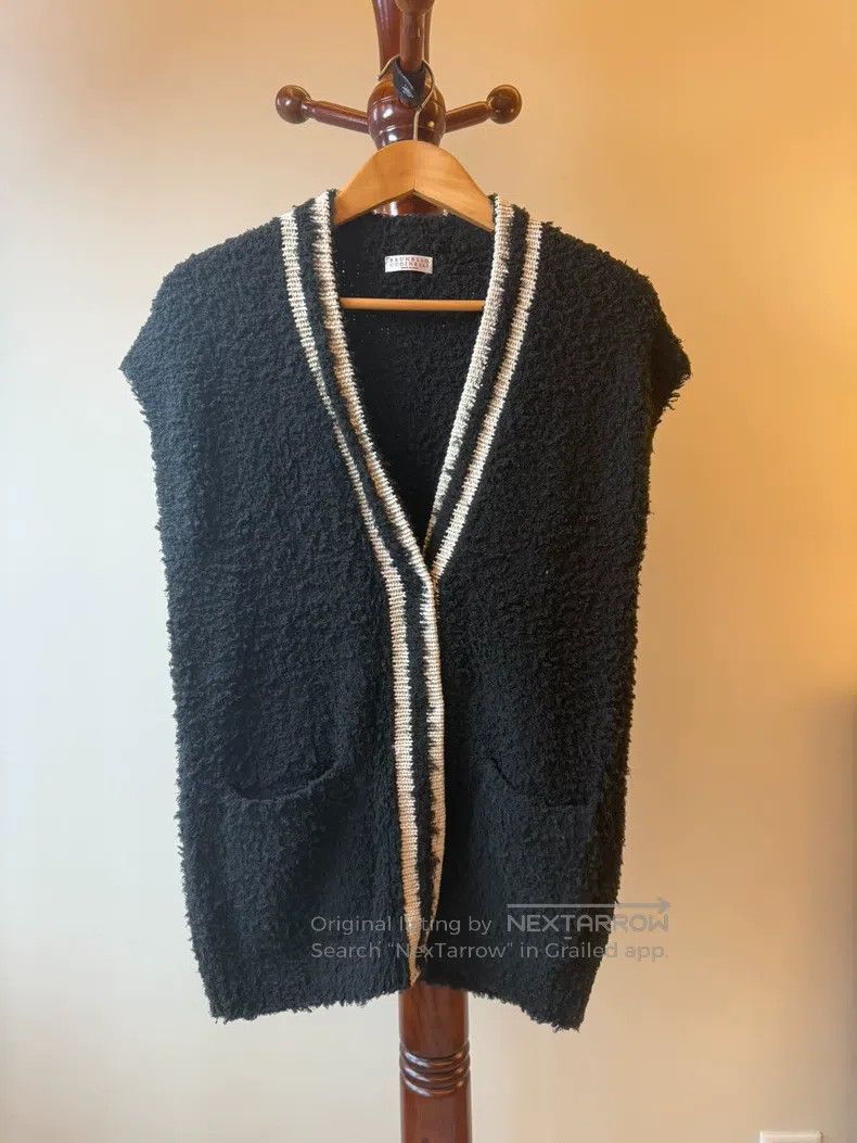 Brunello Cucinelli Brunello Cucinelli Black Furry Fabric with White Stripe De Size M / US 6-8 / IT 42-44 - 1 Thumbnail