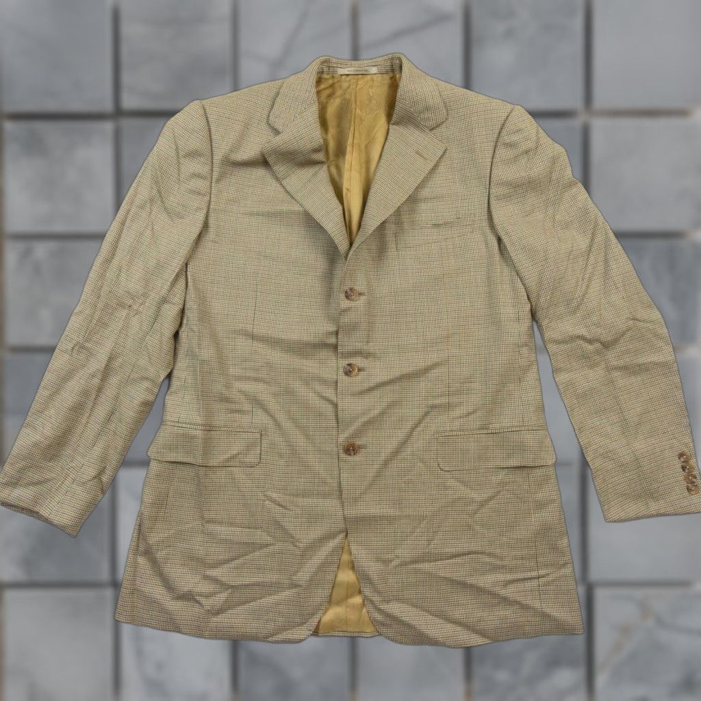 Ermenegildo Zegna Blazer Mens 54 Brown Wool Check Jacket Regular Fit Preppy