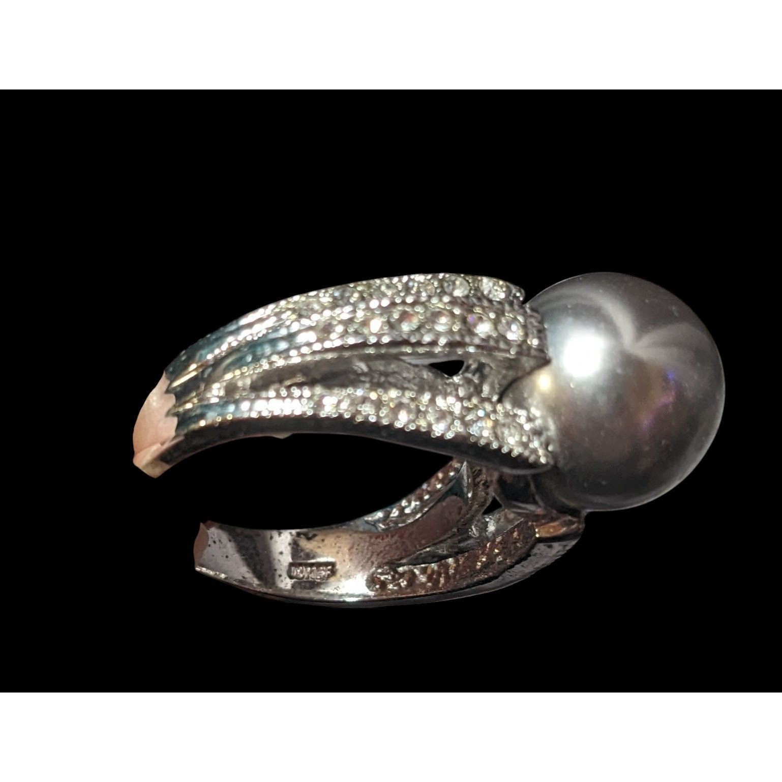 Other Elegant Glam 18K Gold Filled Silver Tone Pearl And Gem Ring Size ONE SIZE - 13 Thumbnail