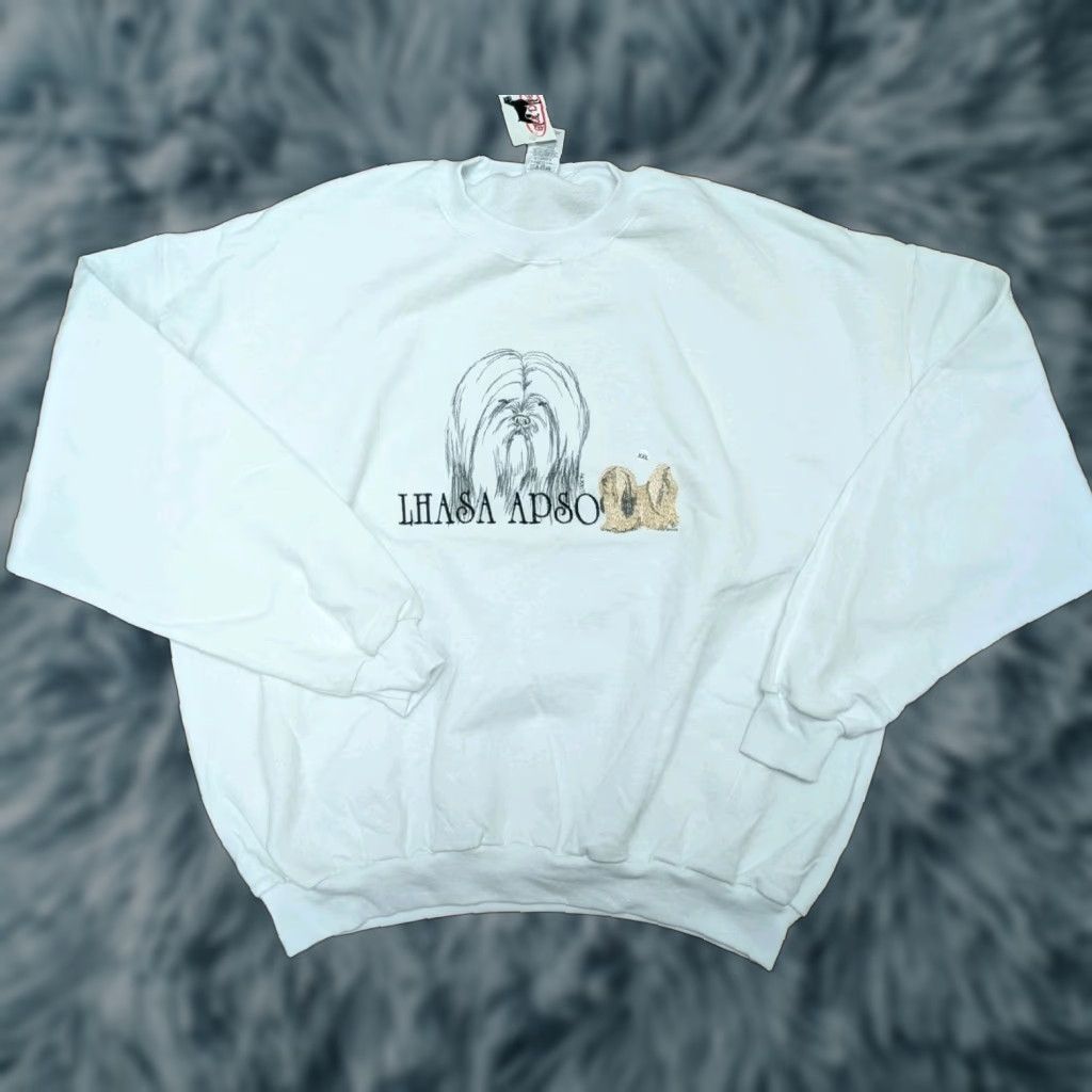 Jerzees VINTAGE Jerzees Sweatshirt Unisex Adults 2XL White Lhasa Apso Dog Graphic Print Crewneck Pullover NWT NEW Gr8 Dogs Size US XXL / EU 58 / 5 - 1 Thumbnail