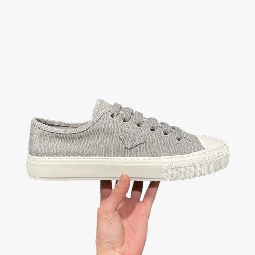 Prada o1mt1gz0526 Triangle-Logo Canvas Sneakers in Grey/White Size US 11 / EU 44 - 1 Thumbnail