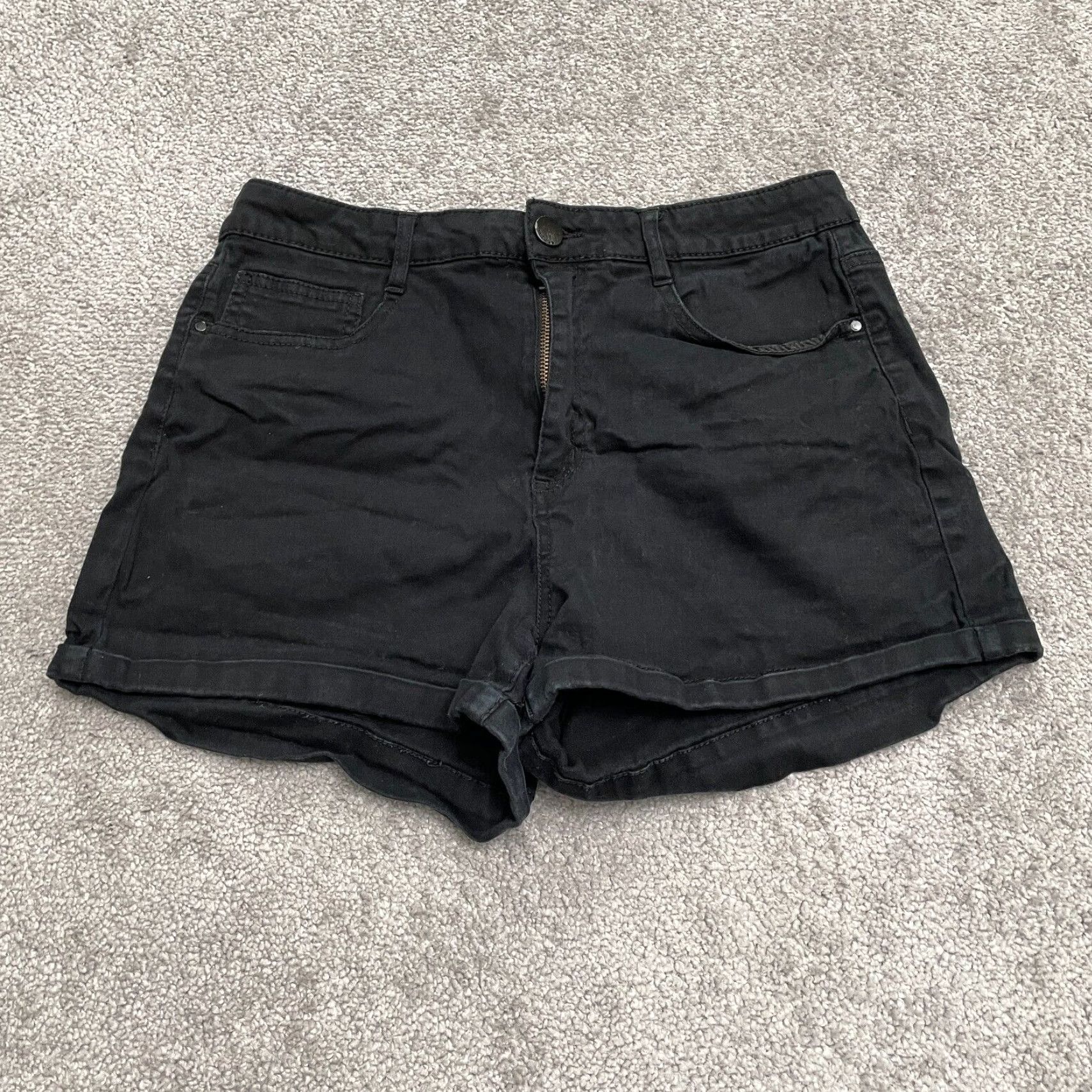Vintage Refuge Black Cotton Blend 5-Pocket High Rise Shorts Women 10 Relaxed Fit Casual Everyday Mens? Size 32" / US 10 / IT 46 - 2 Thumbnail