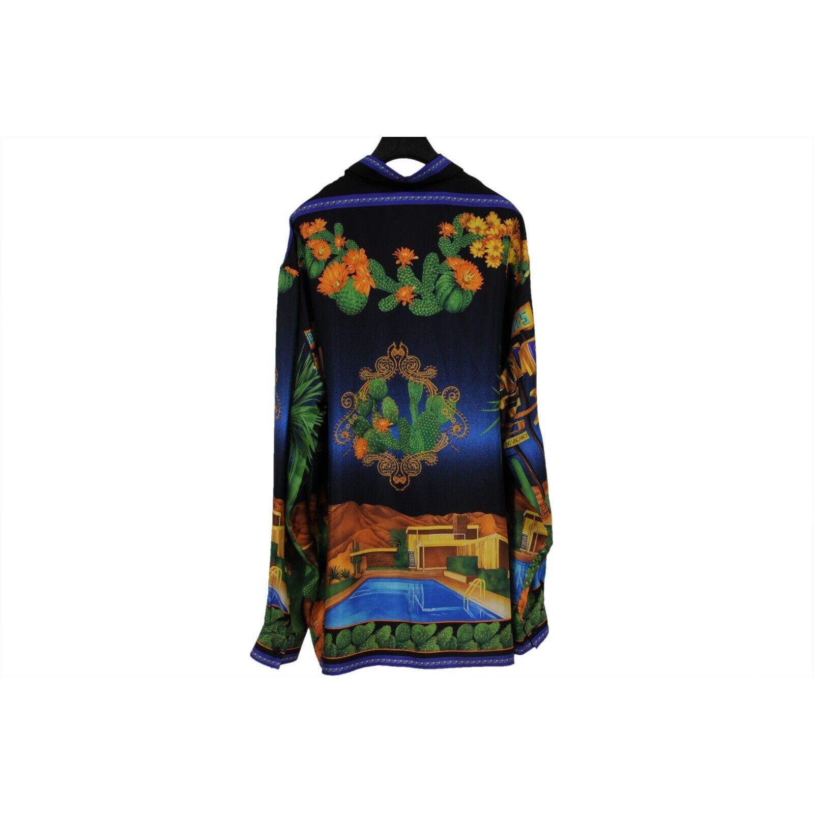 Versace Silk Palm Springs Desert Cactus Button Down Shirt IT 42 Size US M / EU 48-50 / 2 - 2 Thumbnail