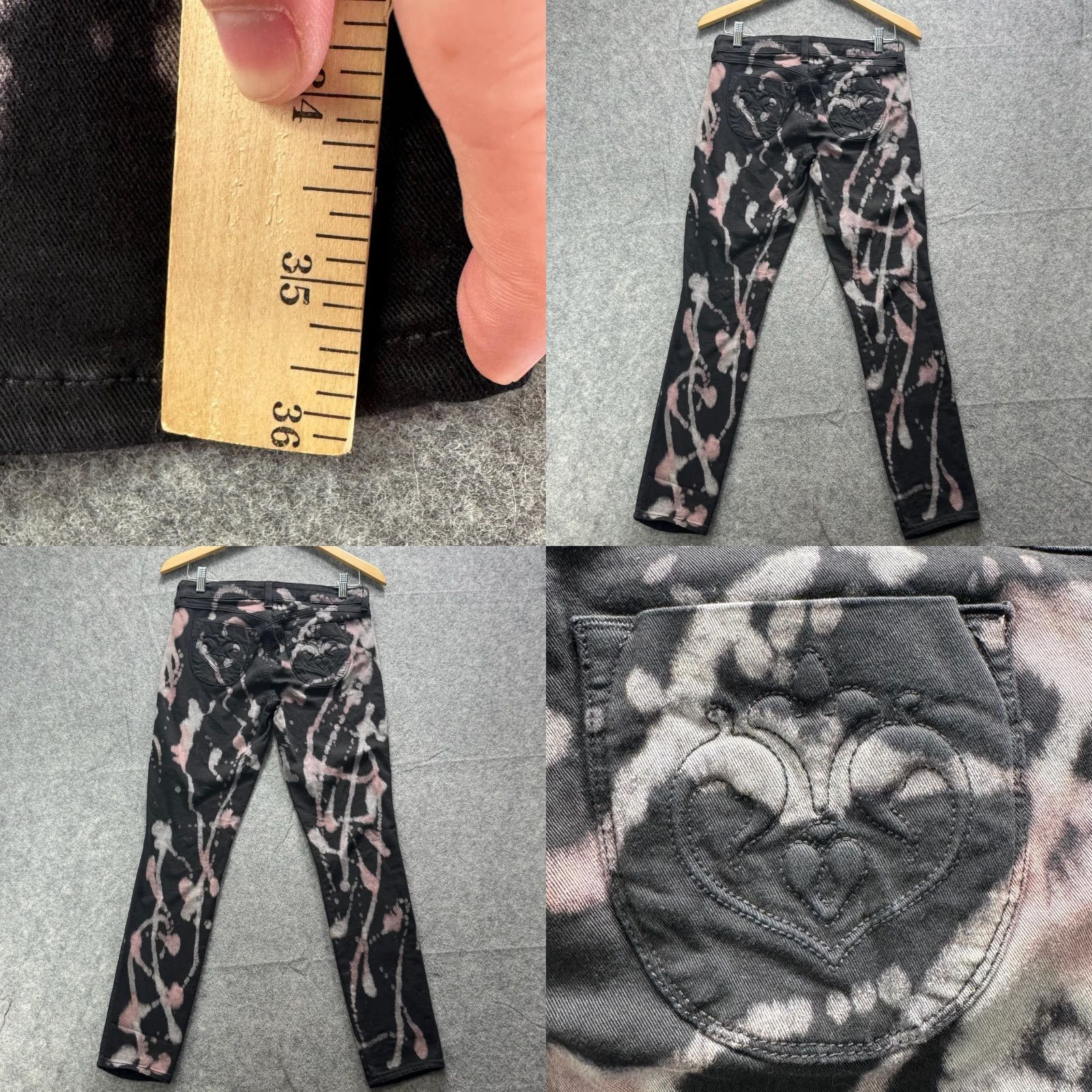 Vintage Siwy Jeans Womens 27 Black Hannah Graffiti Skinny Low Rise Stretch Denim USA Size 27" / US 4 / IT 40 - 8 Thumbnail