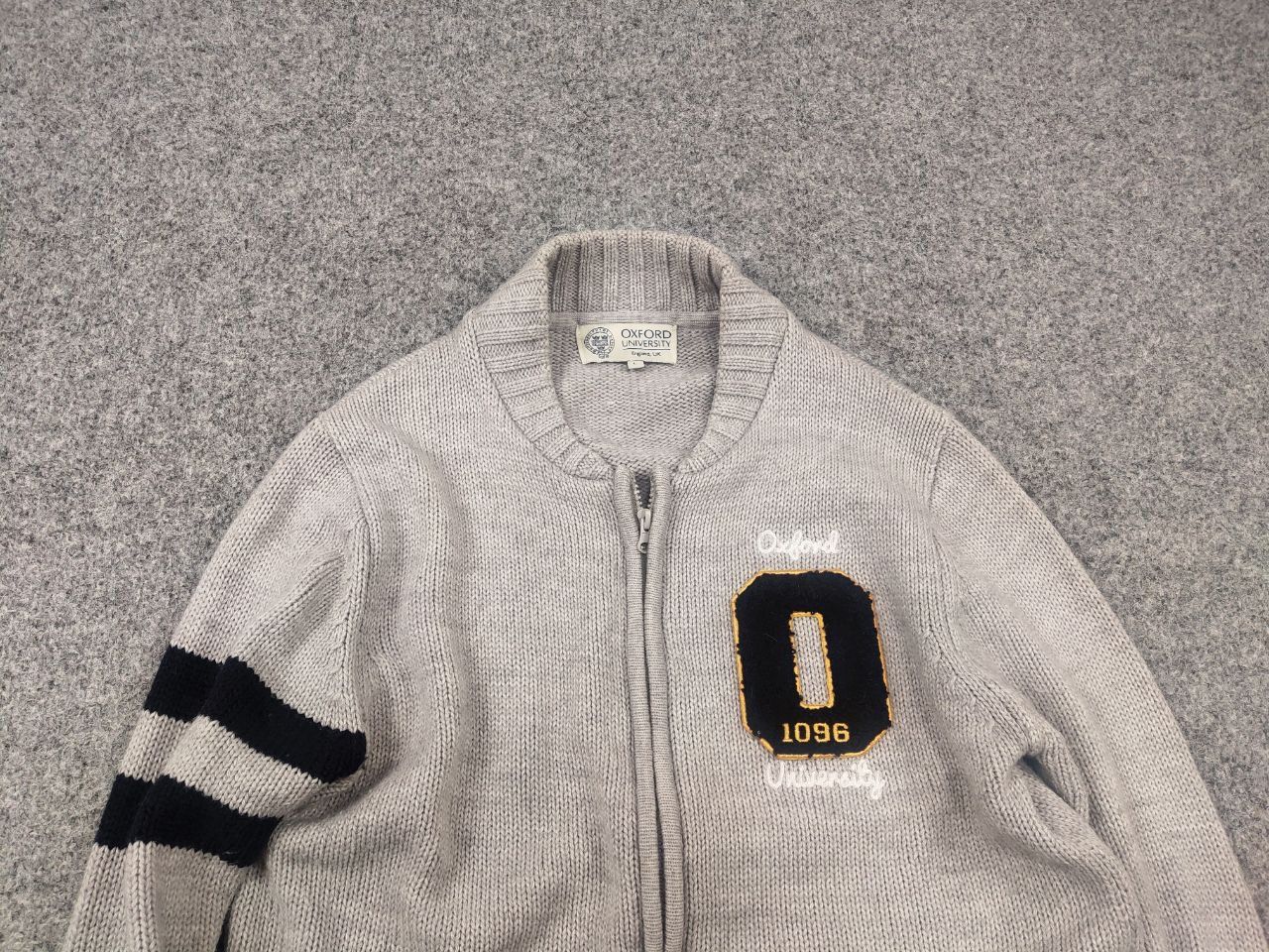Oxxford Clothes Vintage Oxford University Pulover Logo Knit Zip Gray Sweater Size US L / EU 52-54 / 3 - 5 Thumbnail