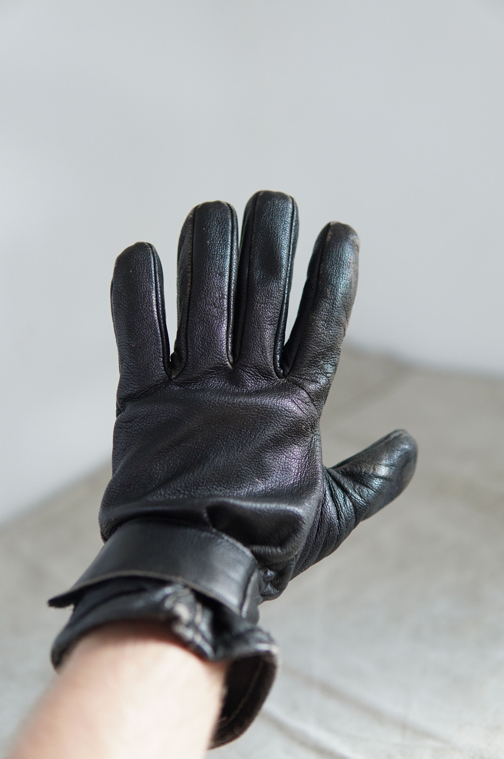Genuine Leather Vintage German Army Motocycle Faded Leather Gloves Size ONE SIZE - 8 Thumbnail